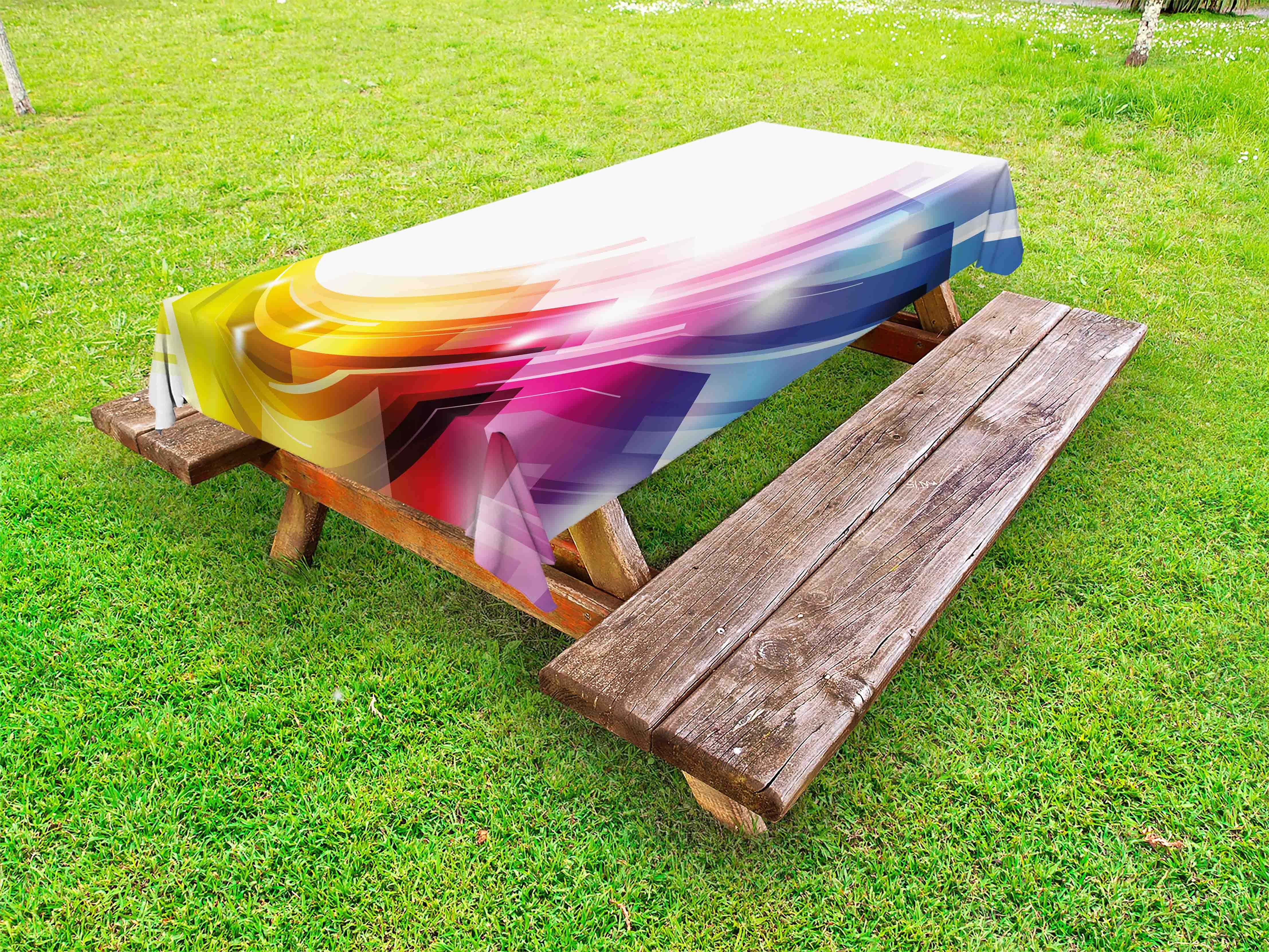 Abakuhaus Picknick-Tischdecke, waschbare Bunt Tischdecke Regenbogen-Art dekorative Abstrakte Kunst