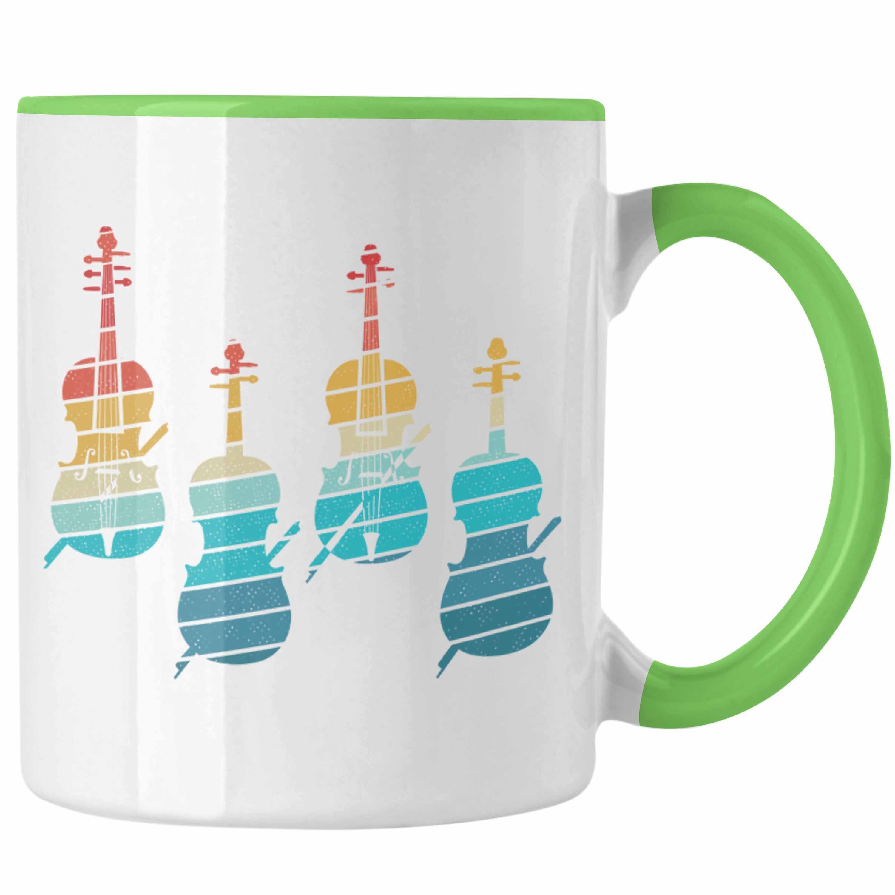 Trendation Kaffee-Becher Tasse Graf Geigenspielerin Geigen Grün Tasse Geigenspieler Geschenk