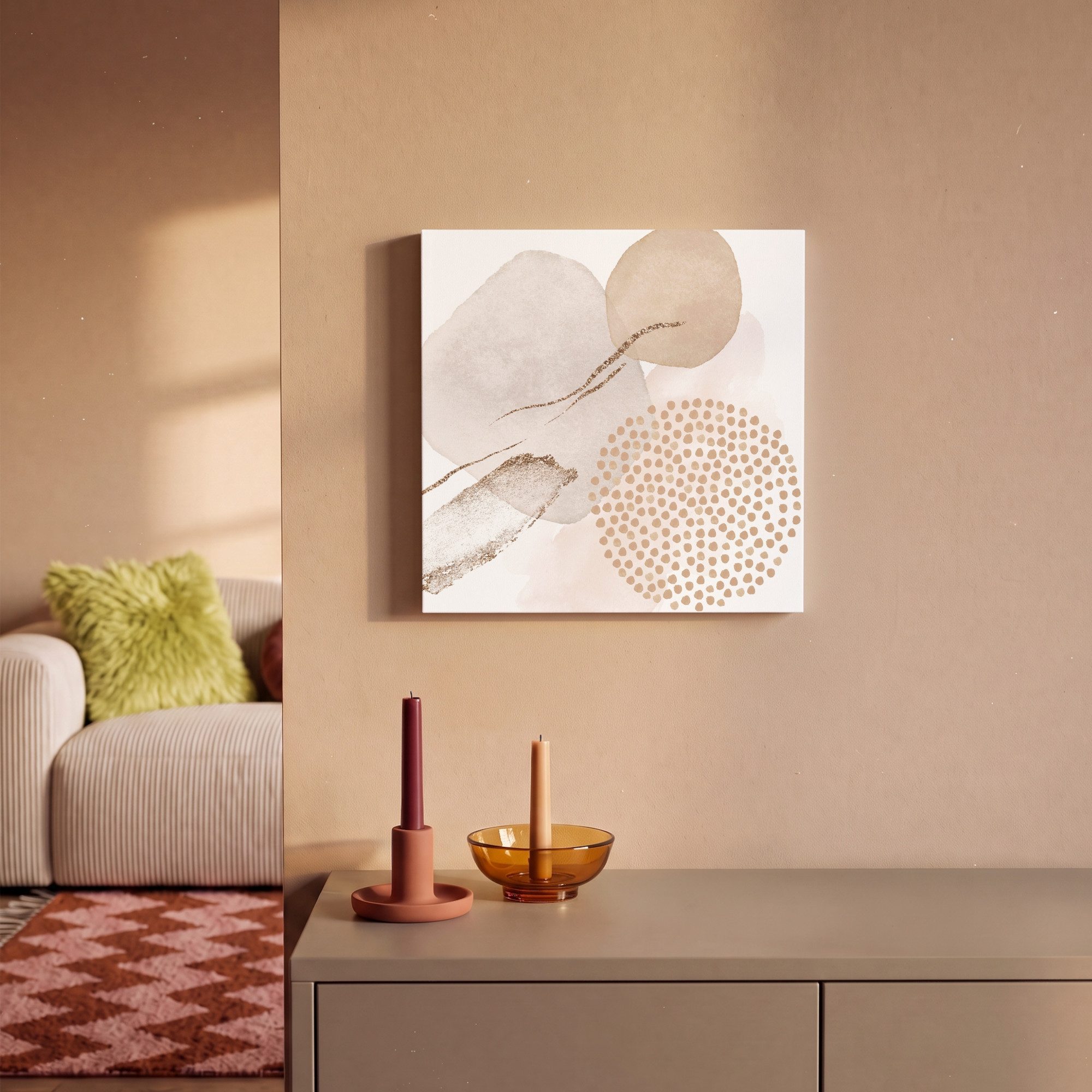 OneMillionCanvasses® Leinwandbild Aquarell - Beige - Pastell - Modern - Abstrakt, Fotodruck (1 St), Wandbild, Deko Schlafzimmer Wohnzimmer Flur 20x20 cm – Bild 2 von 5