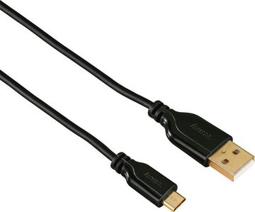 Hama Micro-USB-Kabel, vergoldet, verdrehsicher, Schwarz, 0,75 m USB-Kabel USB-Kabel, USB Micro-B, USB Typ A, Micro-USB, (750 cm)