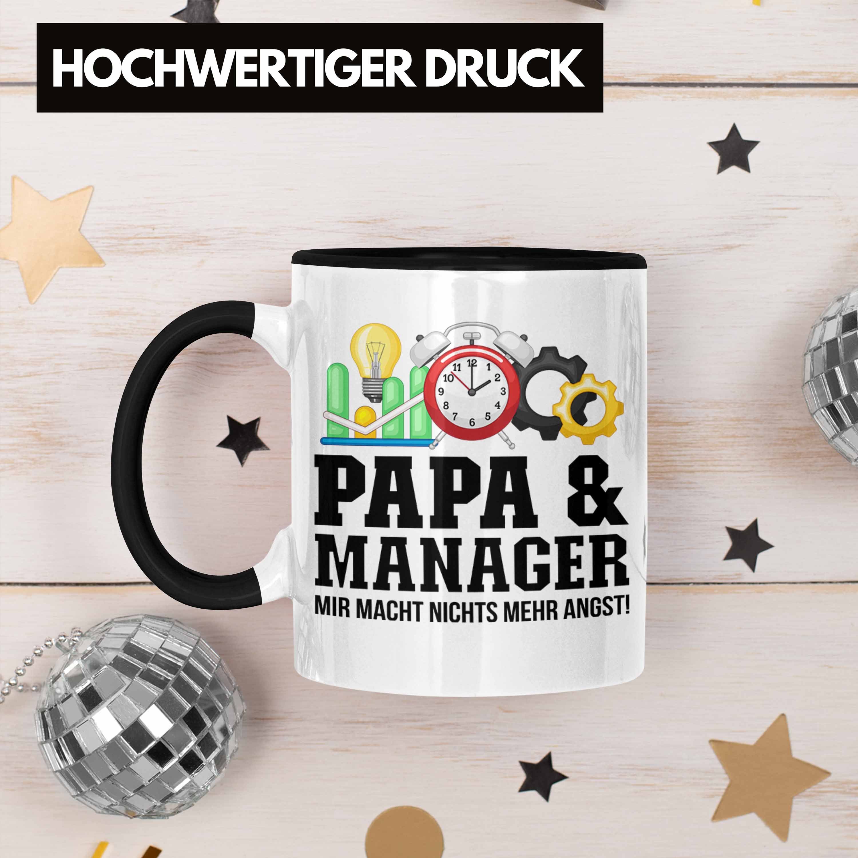 Trendation Tasse Trendation - Papa Tasse Schwarz und Geschenkidee Geb Manager Vater Manager für