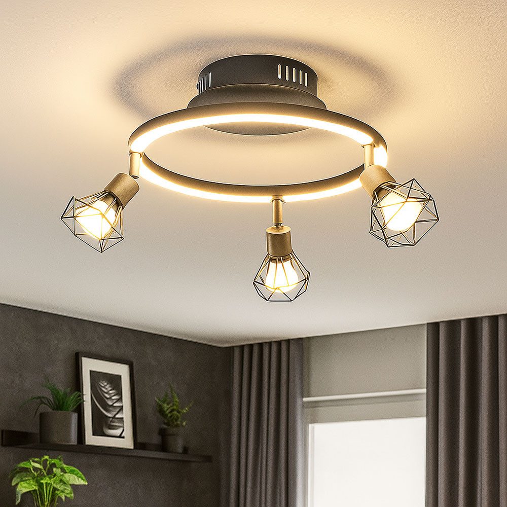 GLOBO LIGHTING LED Deckenleuchte, Leuchtmittel inklusive, Warmweiß, Deckenleuchte verstellbar LED Wohnzimmerleuchte schwarz 3x GU10
