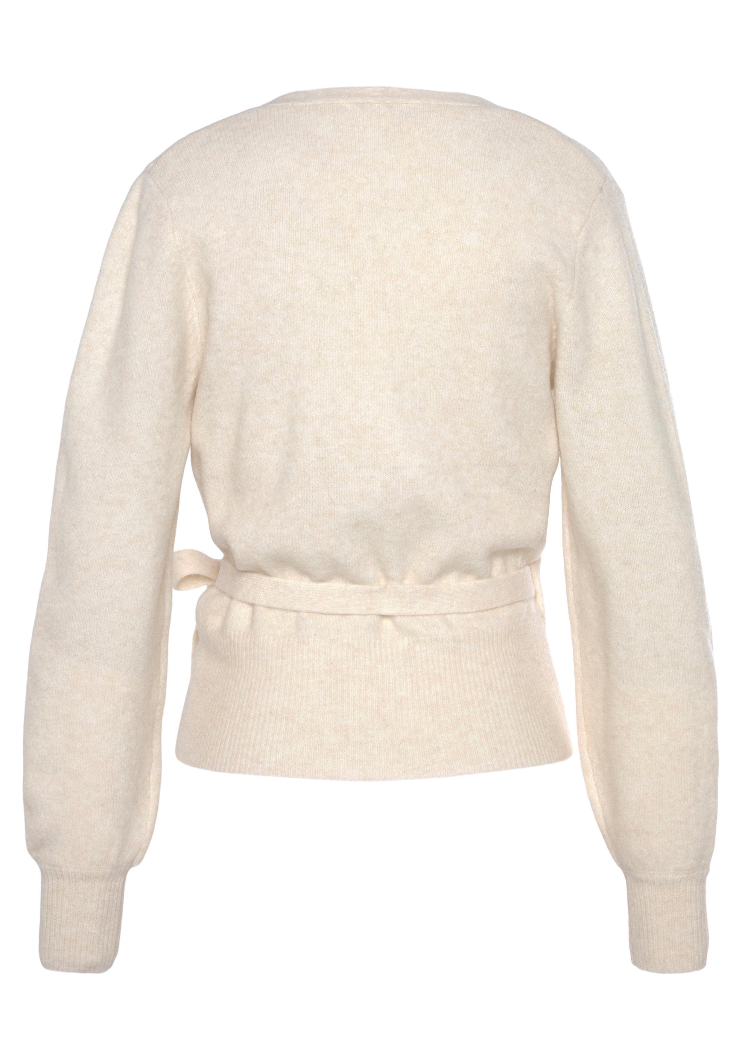 LASCANA Wickelstrickjacke mit breitem Rippbündchen, Loungewear – Bild 4 von 5
