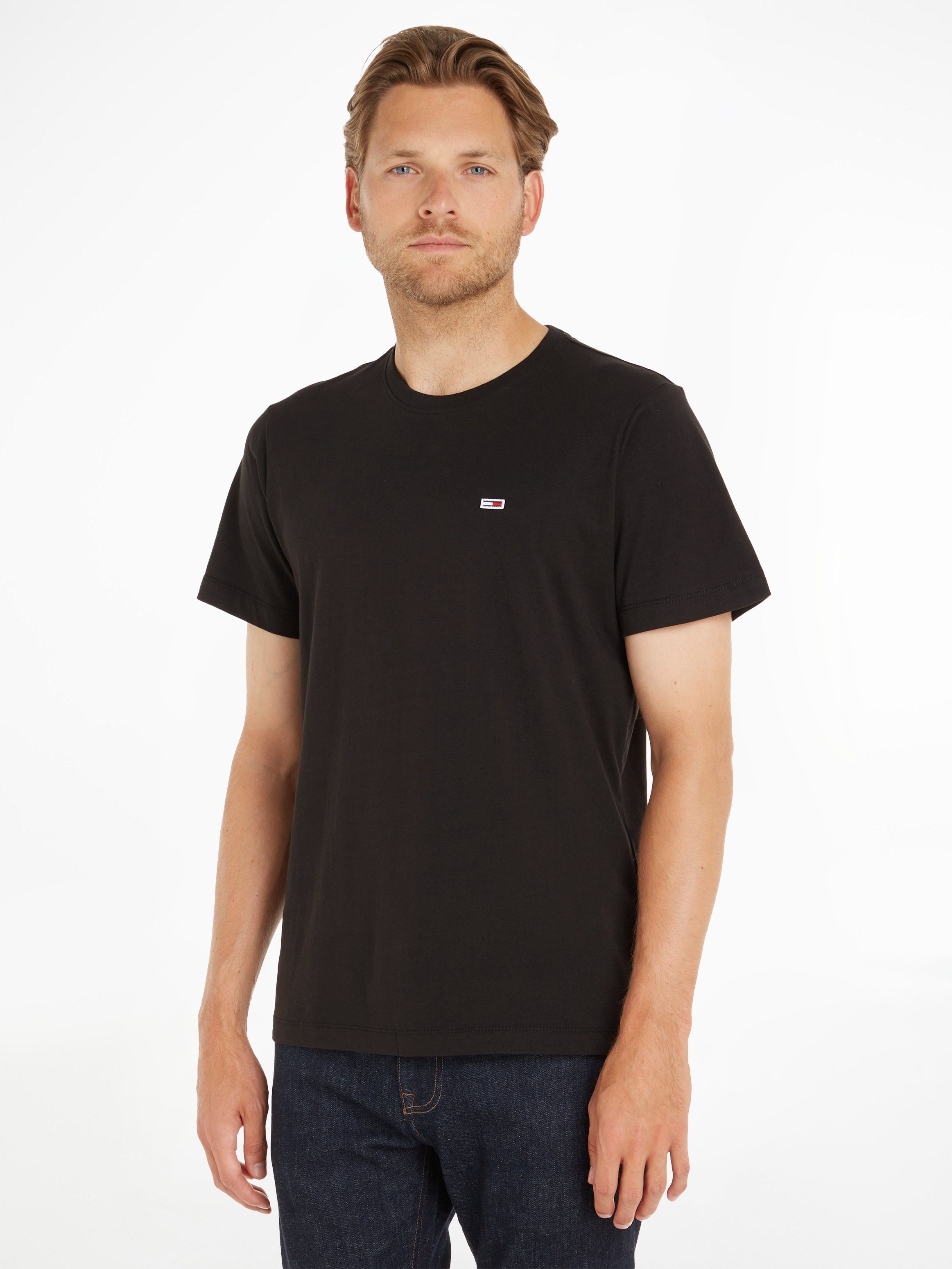Tommy Jeans T-Shirt TJM CLASSIC JERSEY C NECK mit Logostickerei Black