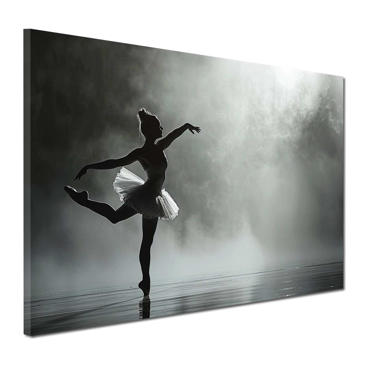 Artedinoi Leinwandbild Ballerina Schwarz-Weiß Silhouette elegant Leinwandbild Wandbild XXL, Ballerina in Schwarz-Weiß