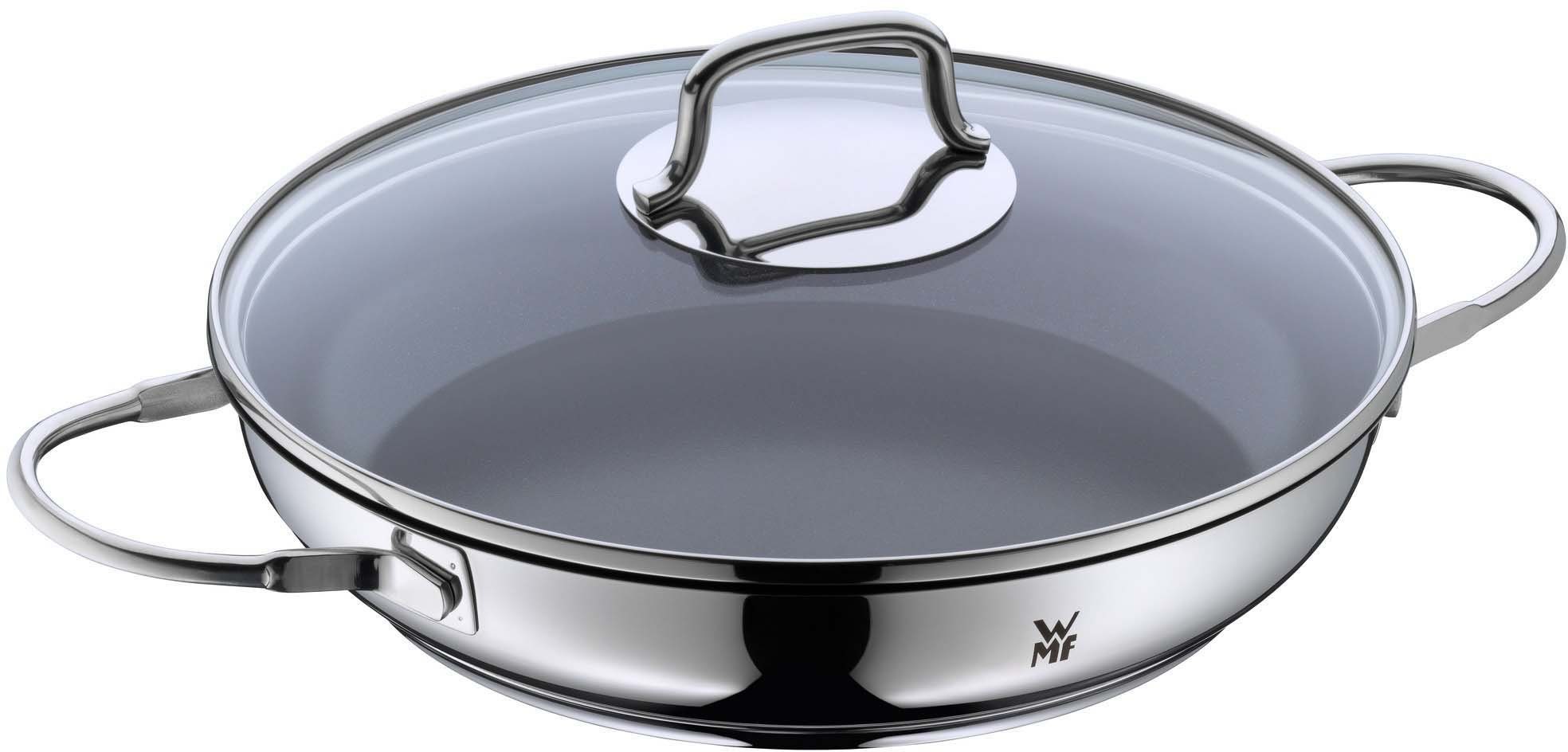 WMF Schmorpfanne Devil, Servierpfanne Induktion 26 cm, Edelstahl 18/10 (Set, 2-tlg), Keramikbeschichtung, Pfanne ofenfest bis 250 Grad, für alle Herdarten