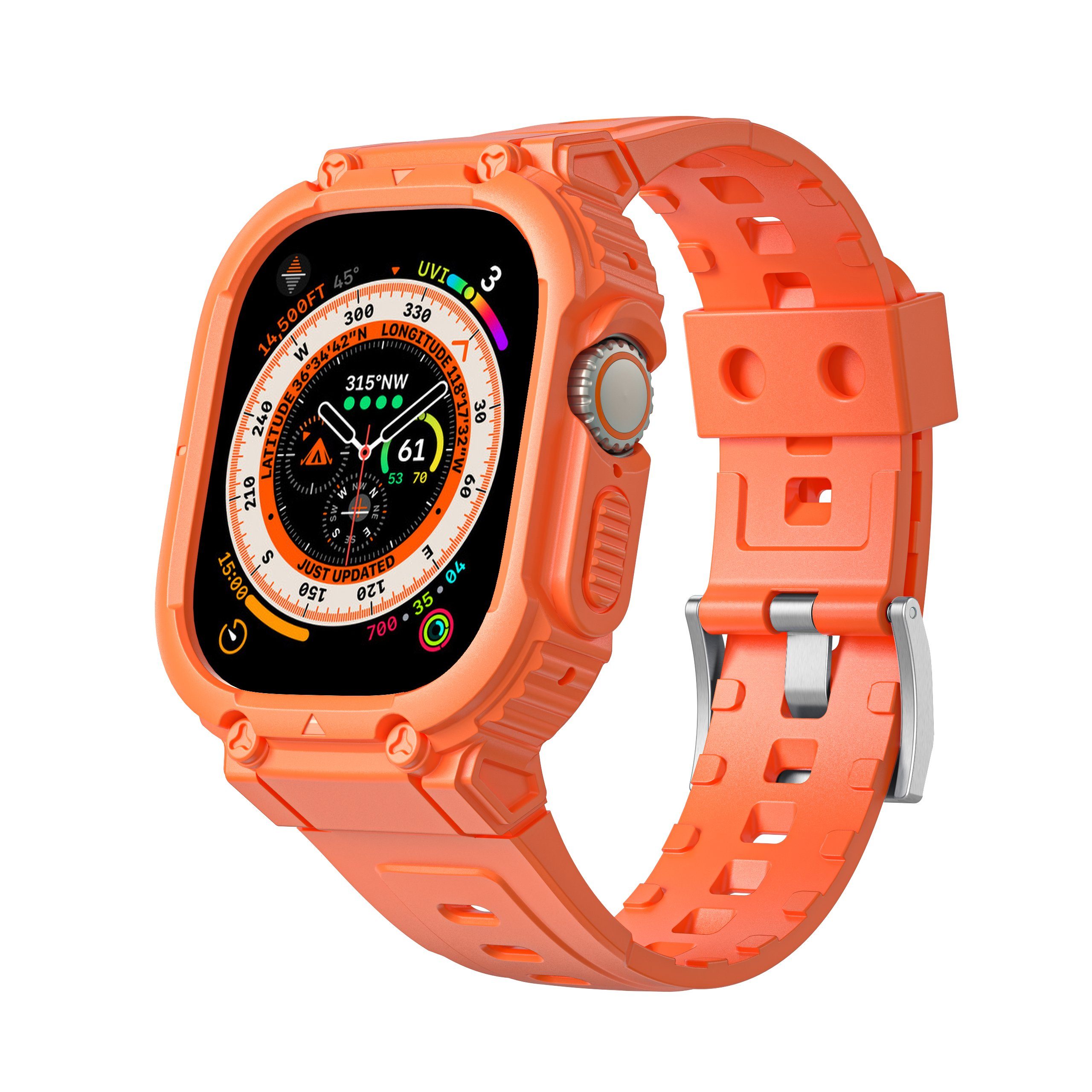 SCOCCC Smartwatch-Armband Schutzhülle und Armband Kompatibel mit Apple Watch, Erhältlich in 10 Farben Orange