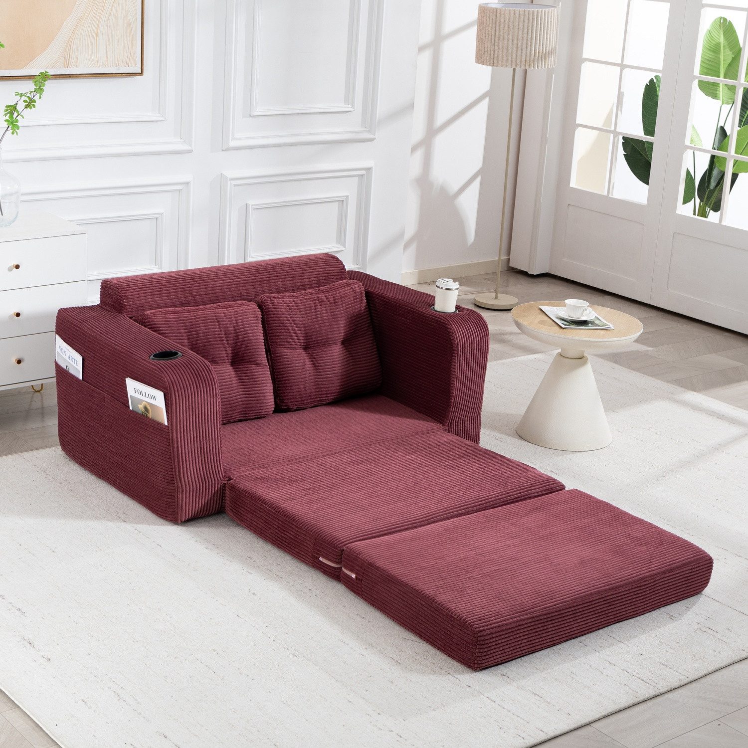 2-Sitzer Schlafsofa Schlafcouch mit Schlaffunktion,umbaubarer Doppel-Sitzsack