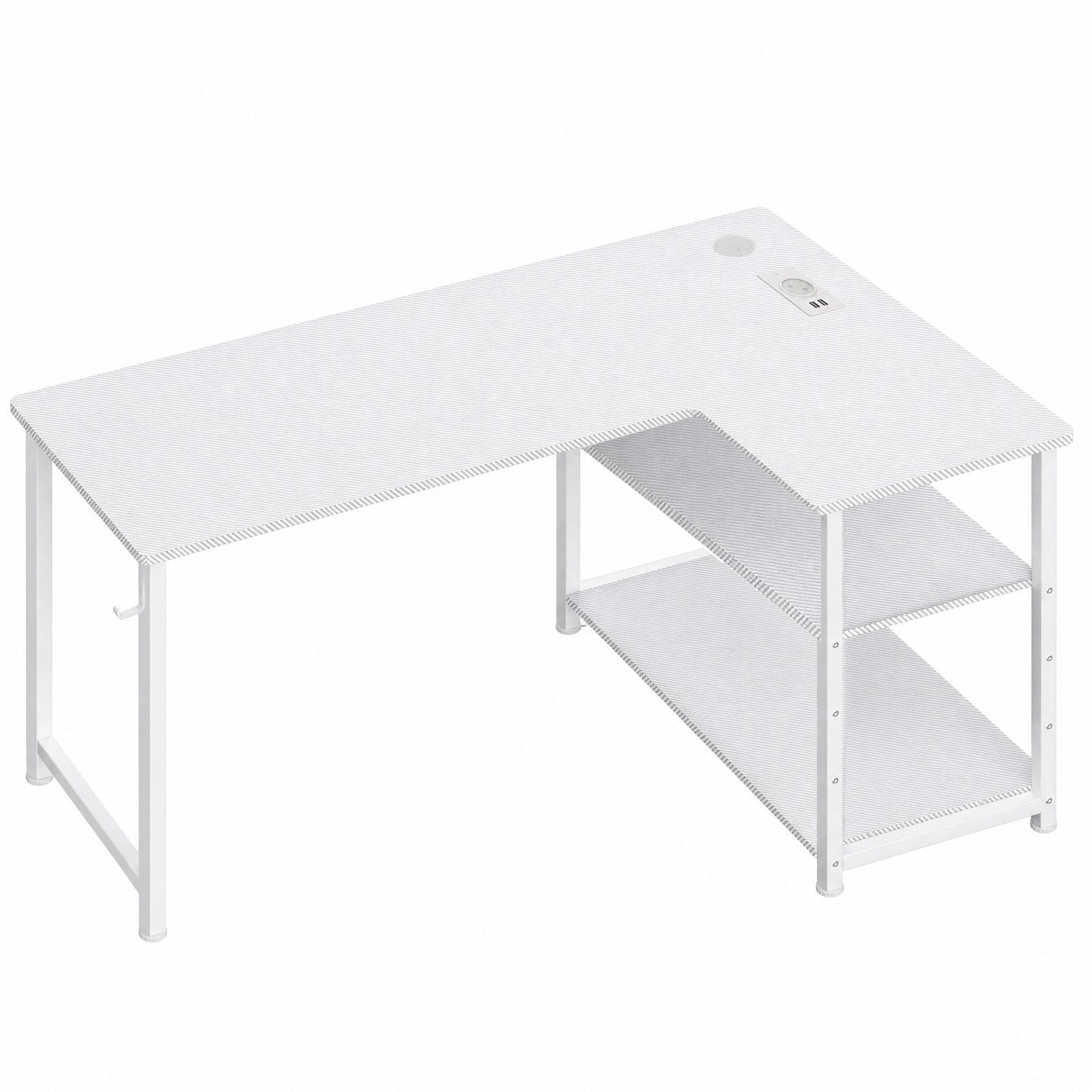 GTPLAYER Schreibtisch Gaming Tisch Eckschreibtisch mit Regal USB-Ladeanschluss und Steckdose (1 Tisch), 120/100cm Computertisch L Form, PC Tisch für Büro, Heimbüro