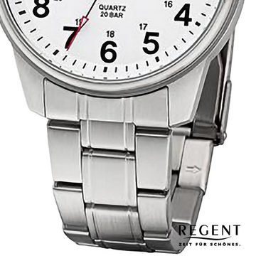 Regent Quarzuhr Regent Herren Armbanduhr Analog, (Analoguhr), Herren Armbanduhr rund, extra groß (ca. 40,5mm), Metallarmband