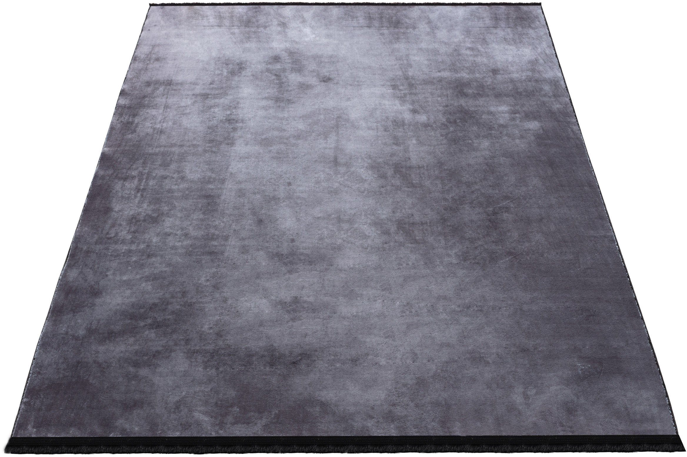 Teppich Sioda, Sehrazat, rechteckig, Höhe: Glanz Seiden-Optik,mit mm, 8 weichem dunkelgrau Garn, rutschfest,Pflegeleicht