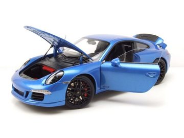 Schuco Modellauto Porsche 911 (991.1) Carrera GTS Coupe 2014 blau metallic Modellauto, Maßstab 1:18