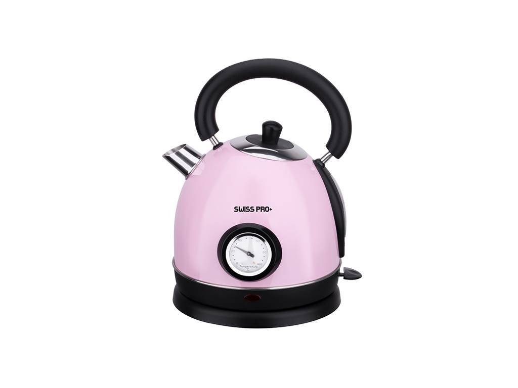 Wasserkocher Retro Edelstahl, Swiss SWISS Kontrollanzeige Pink W 2200 PRO+ Wasserkocher 1,8L 2200W Pro