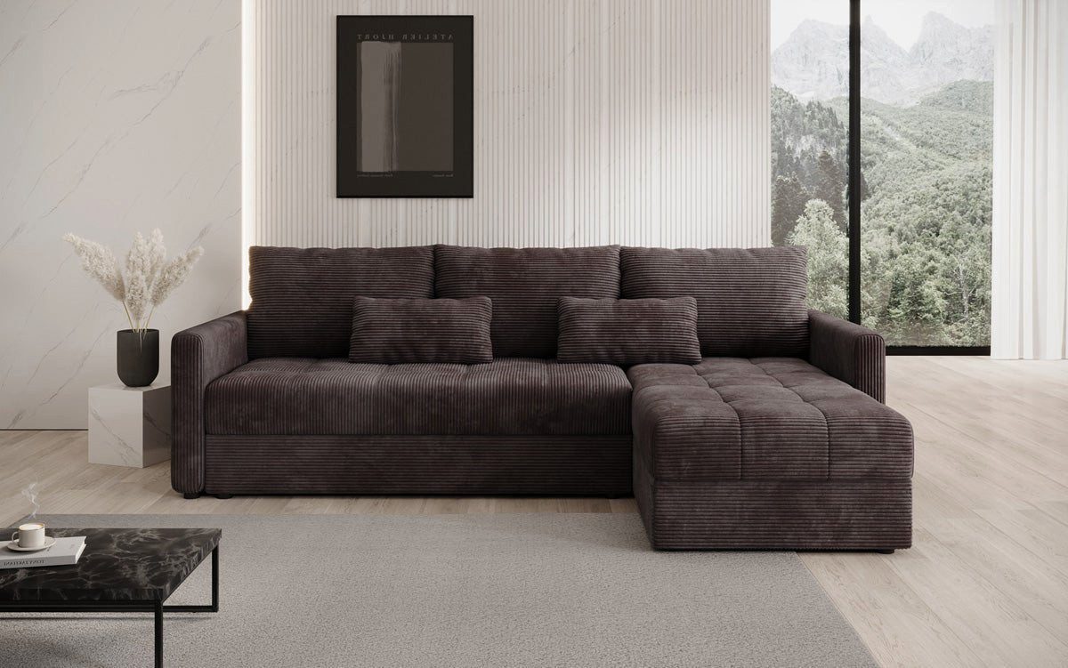Luxusbetten24 Schlafsofa Designer Sofa Roma in Cord, mit Stauraum und Schlaffunktion