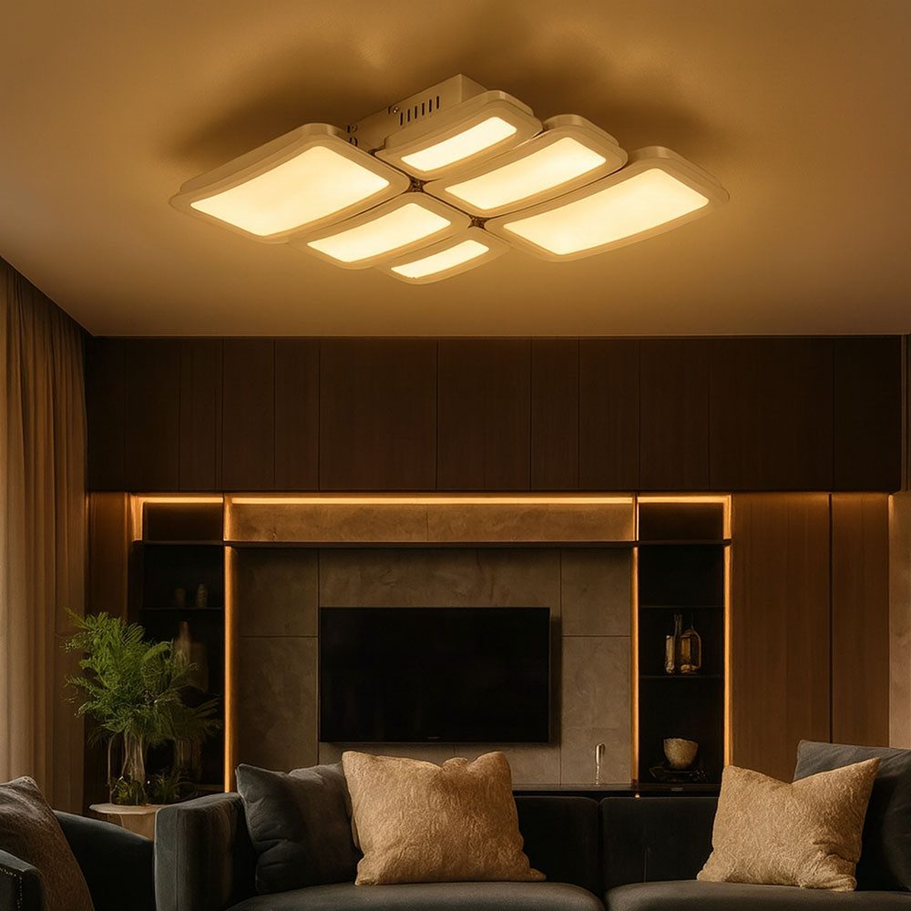 WOFI LED Deckenleuchte, LED-Leuchtmittel fest verbaut, Warmweiß, Deckenleuchte Chrom Deckenlampe LED dimmbar Designleuchte