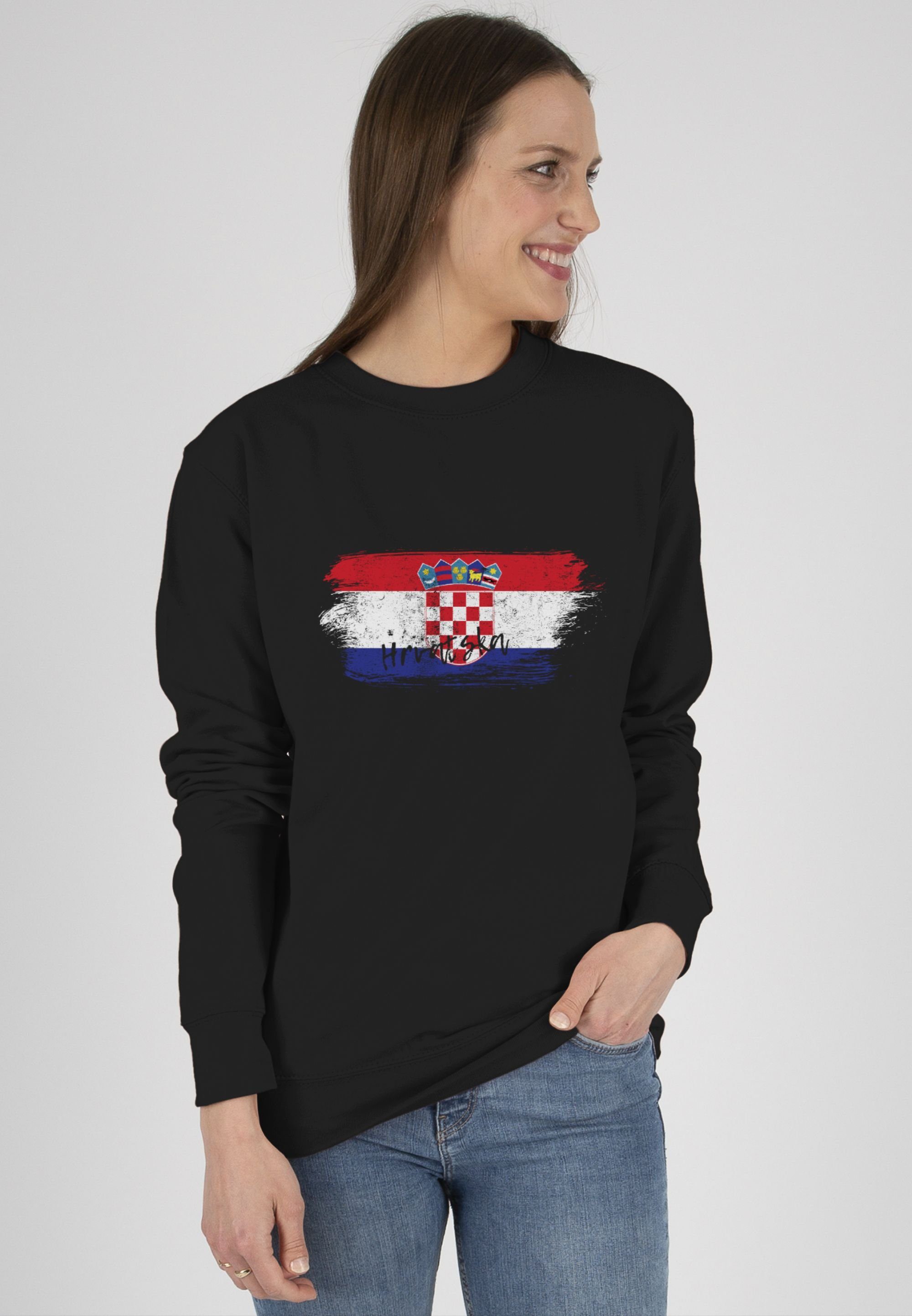 Vintage (1-tlg) Fussball Shirtracer EM 1 Schwarz Sweatshirt Kroatien 2024