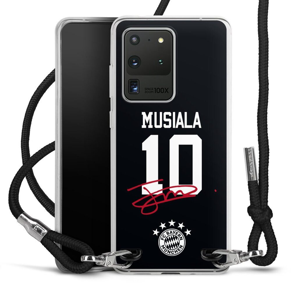 DeinDesign Handyhülle FC Bayern München Jamal Musiala FCB Musiala 10, Samsung Galaxy S20 Ultra Handykette Hülle mit Band Case zum Umhängen