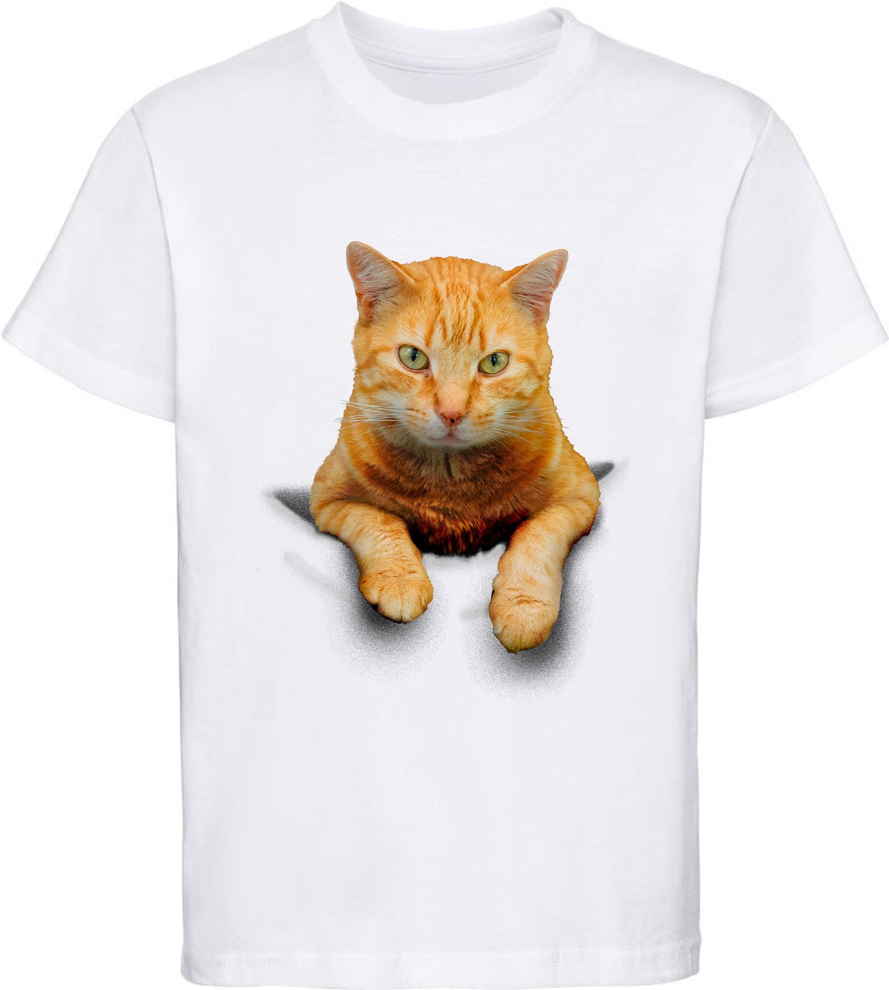Print-Shirt bedrucktes Mädchen T-Shirt Katze in der Tasche