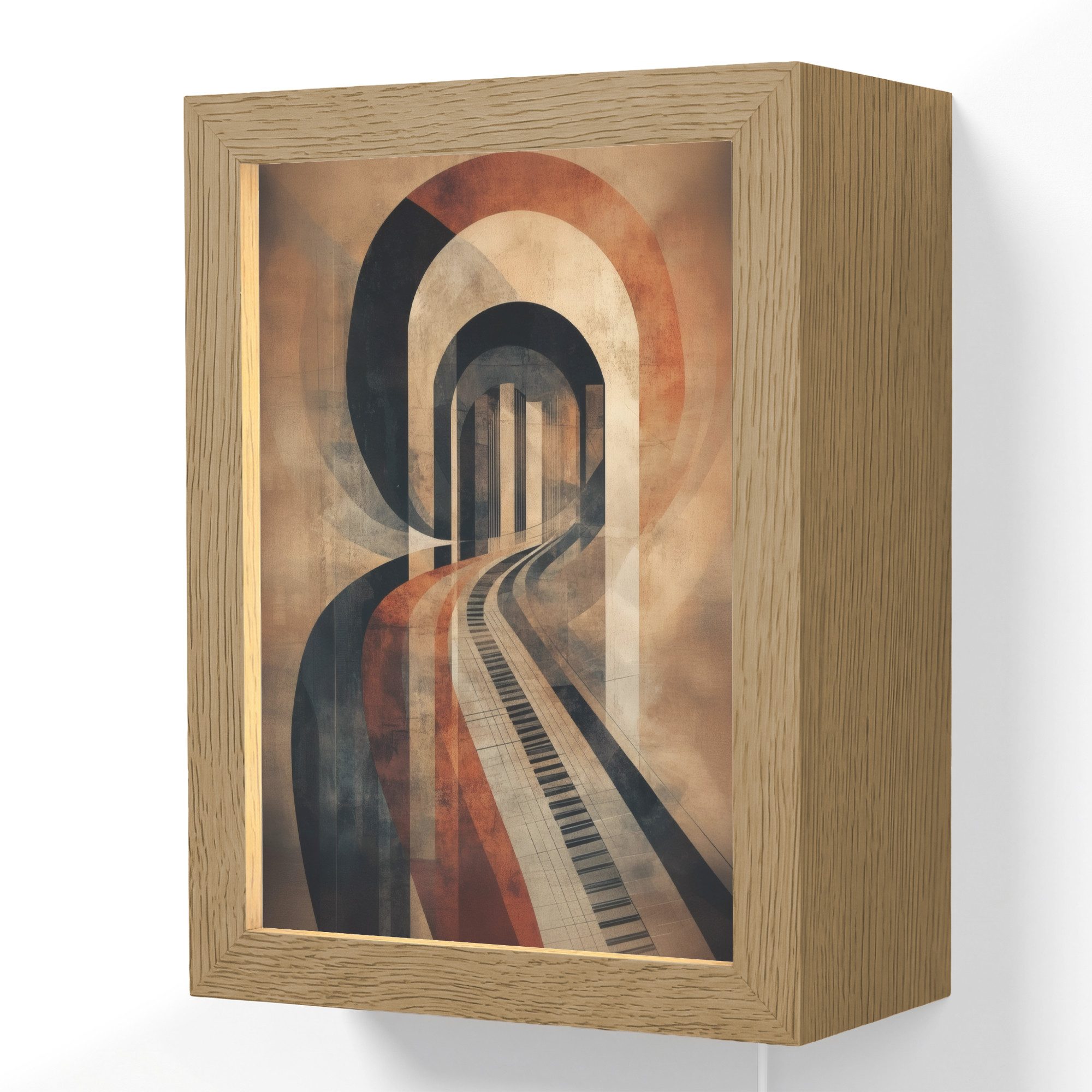 OnlyWow Wandleuchte Lightbox Klavier - Keyboards - Abstrakt, Dimmbar, Farbwechsel, LED, Warmweiß, Kaltweiß, Neutralweiß Einstellbar, Wandlampe Innen, Dimmbar, mit Kabel, LED, Beleuchtung, Wohnzimmer