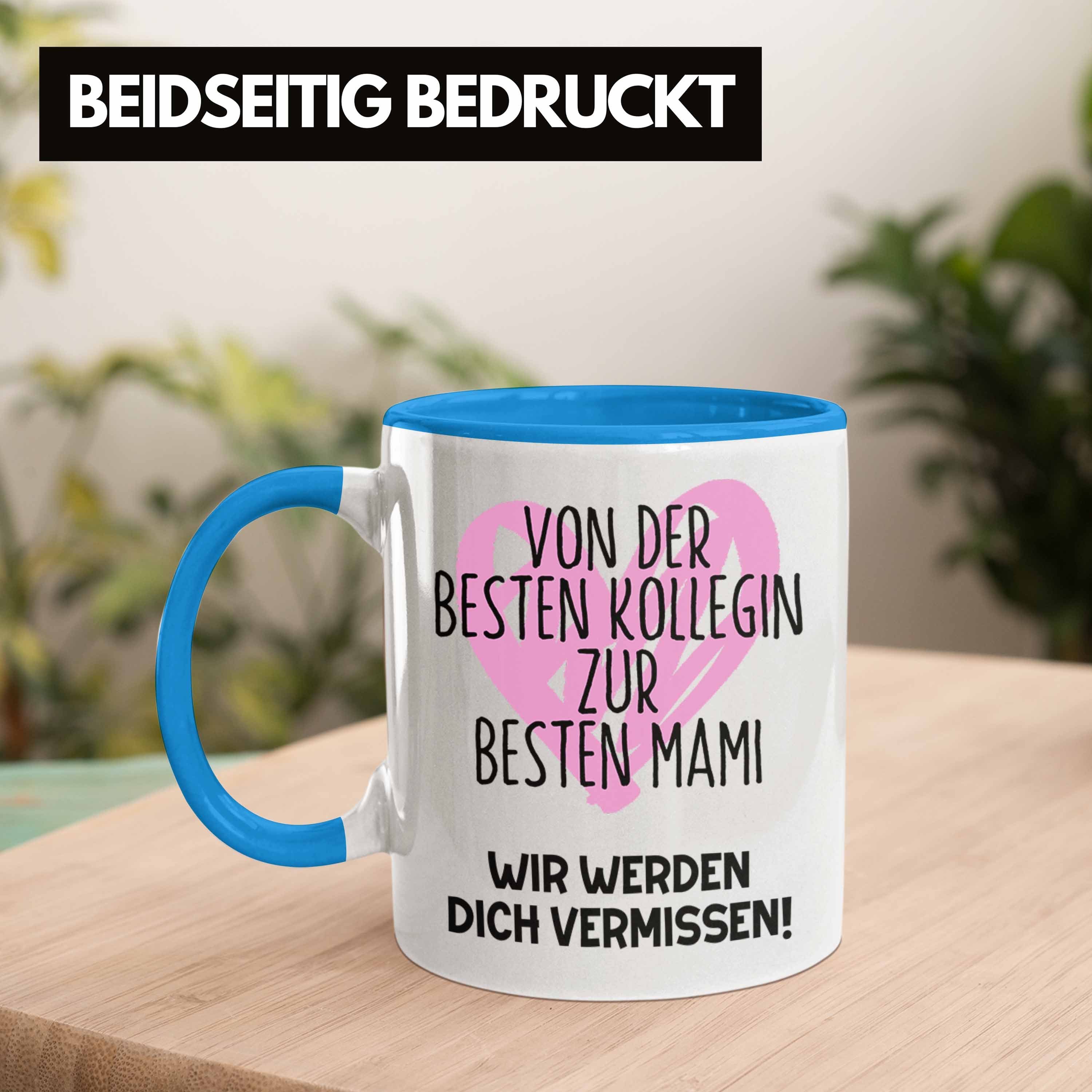 Werdende Mama Kollegin Tasse Trendation Abschieds Tasse Mutterschutz Blau Geschenk Abschied