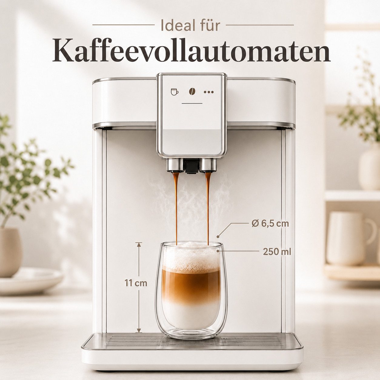 LAPRESO Cappuccinotasse Doppelwandig Thermogläser Kaffeegläser Set 250 ml, 6-tlg., Borosilikatglas, 6er Set