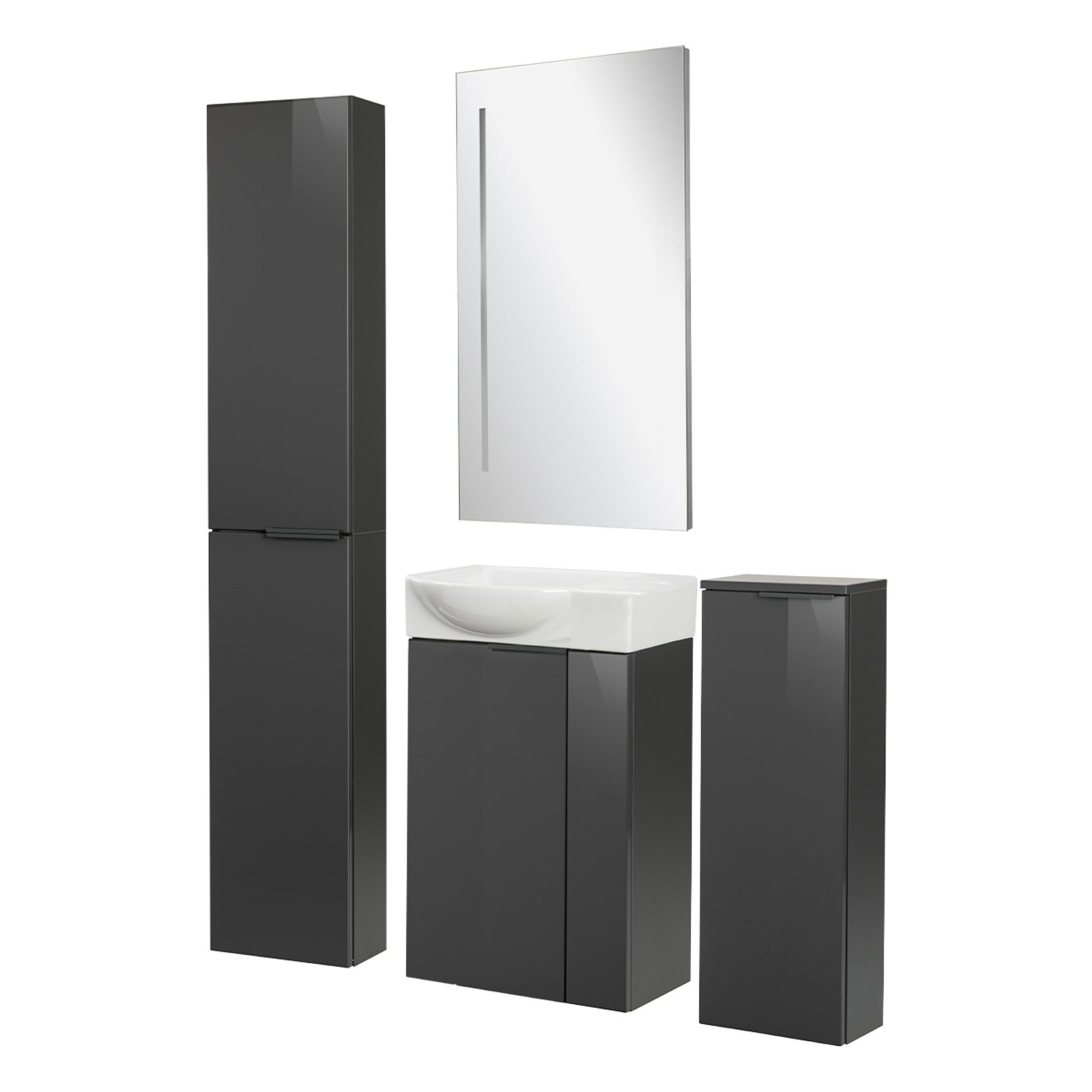 FACKELMANN Badmöbel-Set Gäste-WC Set – Badezimmermöbel, Waschplatz, Stauraumwunder