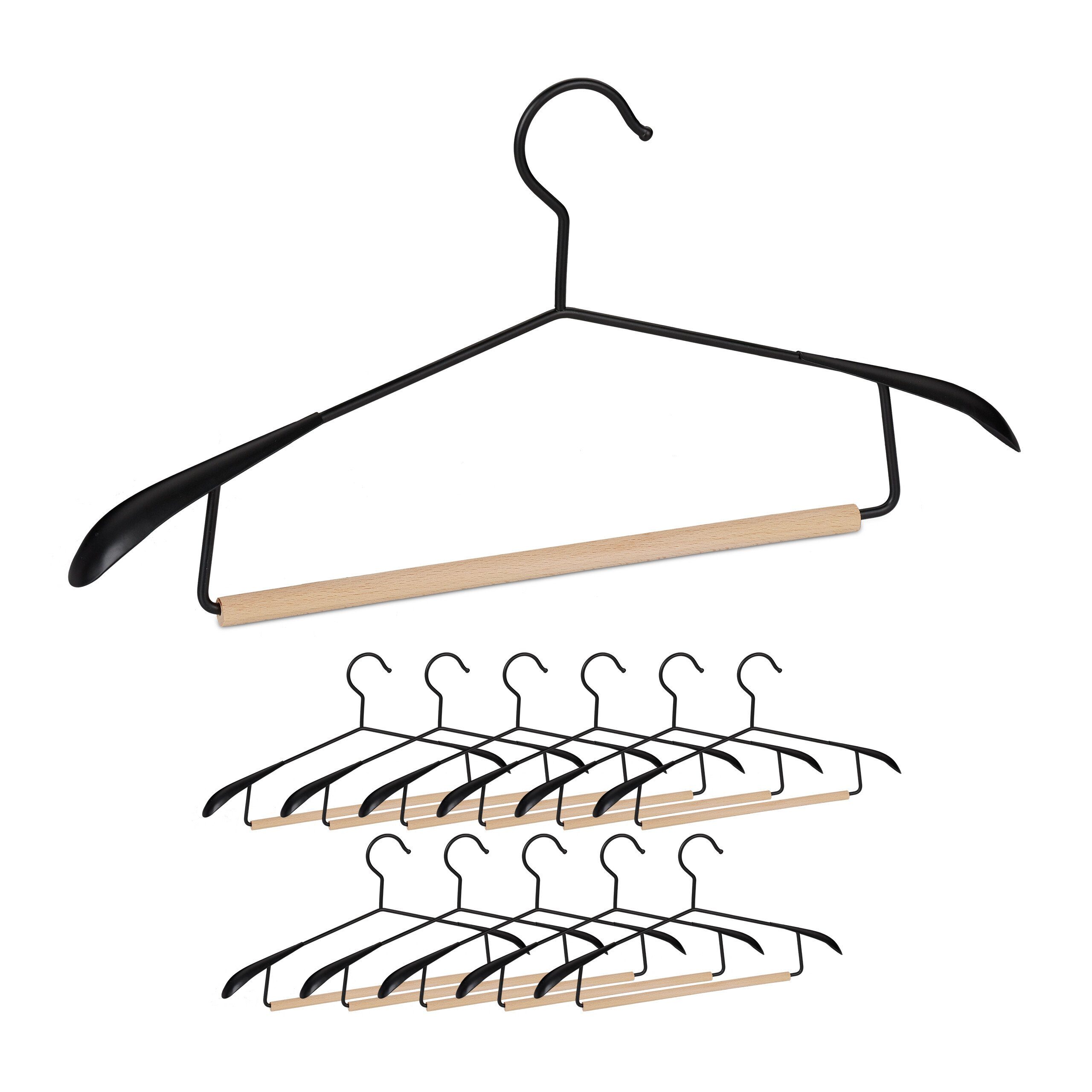 relaxdays Kleiderbügel Holz & Metall 12er günstig online kaufen