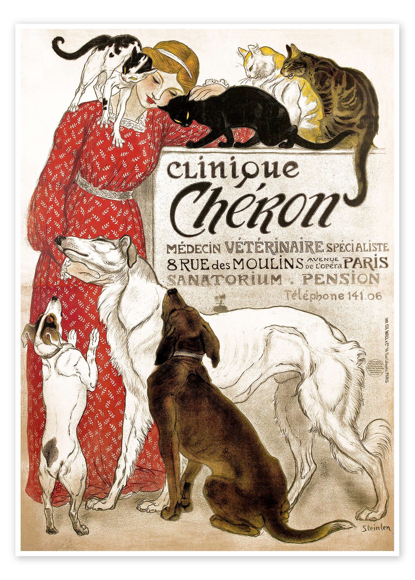 Posterlounge Wandbild Clinique Cheron (Französisch), Théophile-Alexandre Steinlen, erhältlich als Poster, Leinwandbild, Wandsticker oder Acrylglasbild