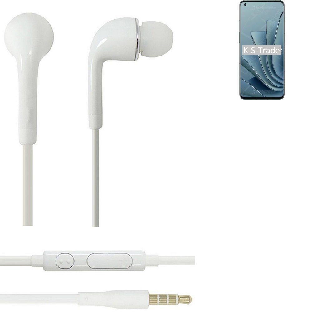 K-S-Trade für OnePlus 10 Pro In-Ear-Kopfhörer (Kopfhörer Headset mit Mikrofon u Lautstärkeregler weiß 3,5mm)