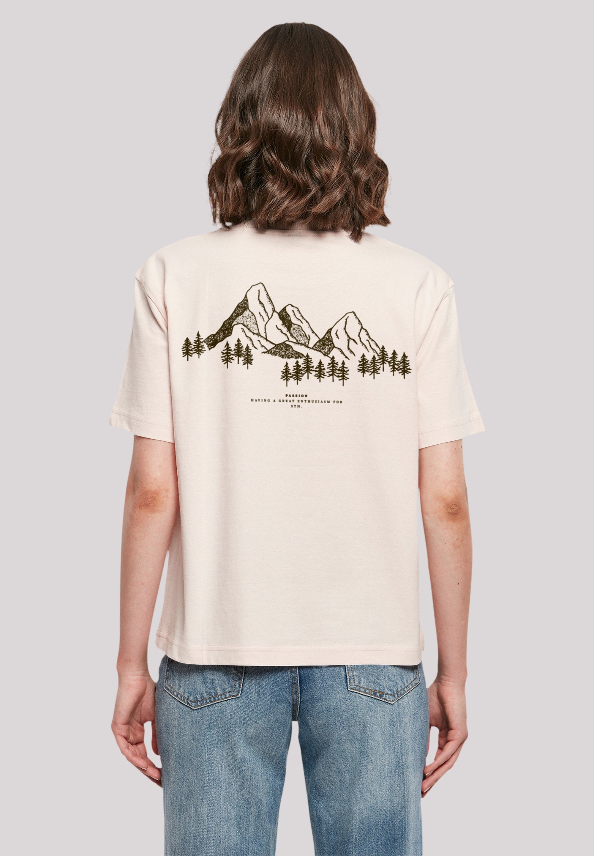 Rundhalsausschnitt F4NT4STIC T-Shirt Mountain Look Print, stylischen Gerippter für