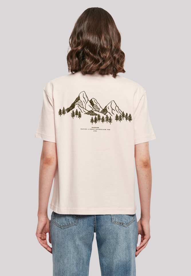 F4NT4STIC T-Shirt Mountain Print, Gerippter Rundhalsausschnitt für  stylischen Look
