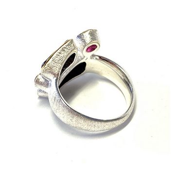 Edelschmiede925 Siegelring Unikat Ring 925 Sterling Silber BoulderOpal, Turmalund Diamant #58