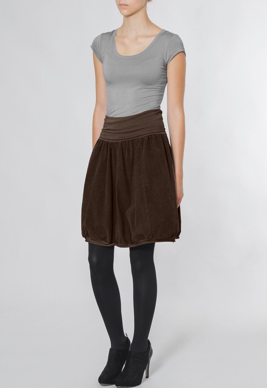 Caspar Faltenrock RO004 Damen Cord Rock knielang mit hohem elastischem Bund günstig online kaufen