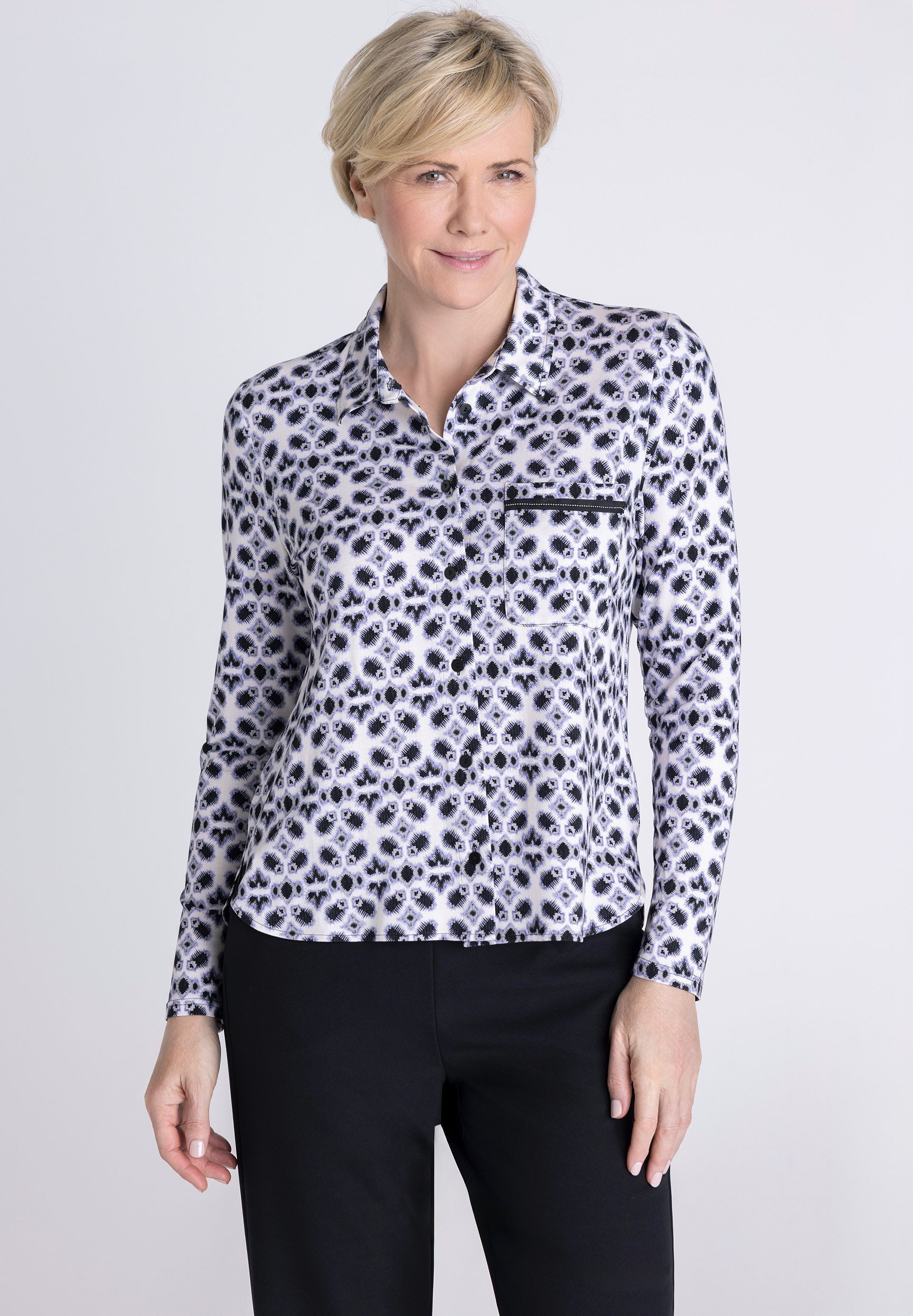 FRANK WALDER Klassische Bluse mit Knopfleiste