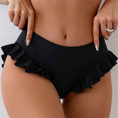 AFAZ New Trading UG Shorts Damen-Badehose mit Rüschen, Anti-Exposition konservativer Slip Schwarz