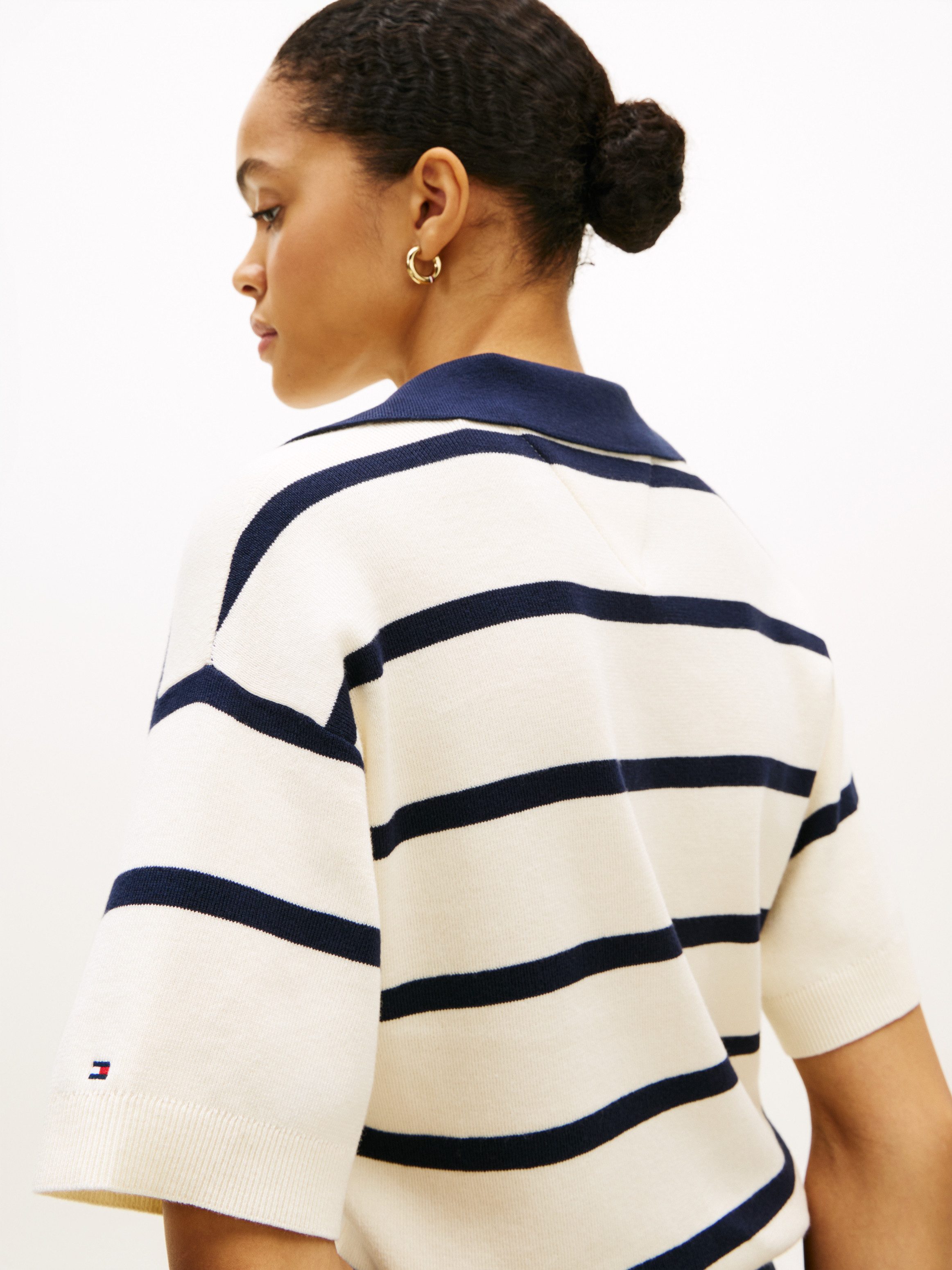 Tommy Hilfiger Strickpullover CO FULL NEEDLE POLO SS SWT mit V-Ausschnitt