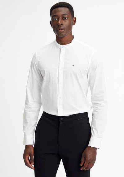 Calvin Klein Langarmhemd »STRETCH POPLIN STAND UP COLLAR« im modernen Look mit Stehkragen