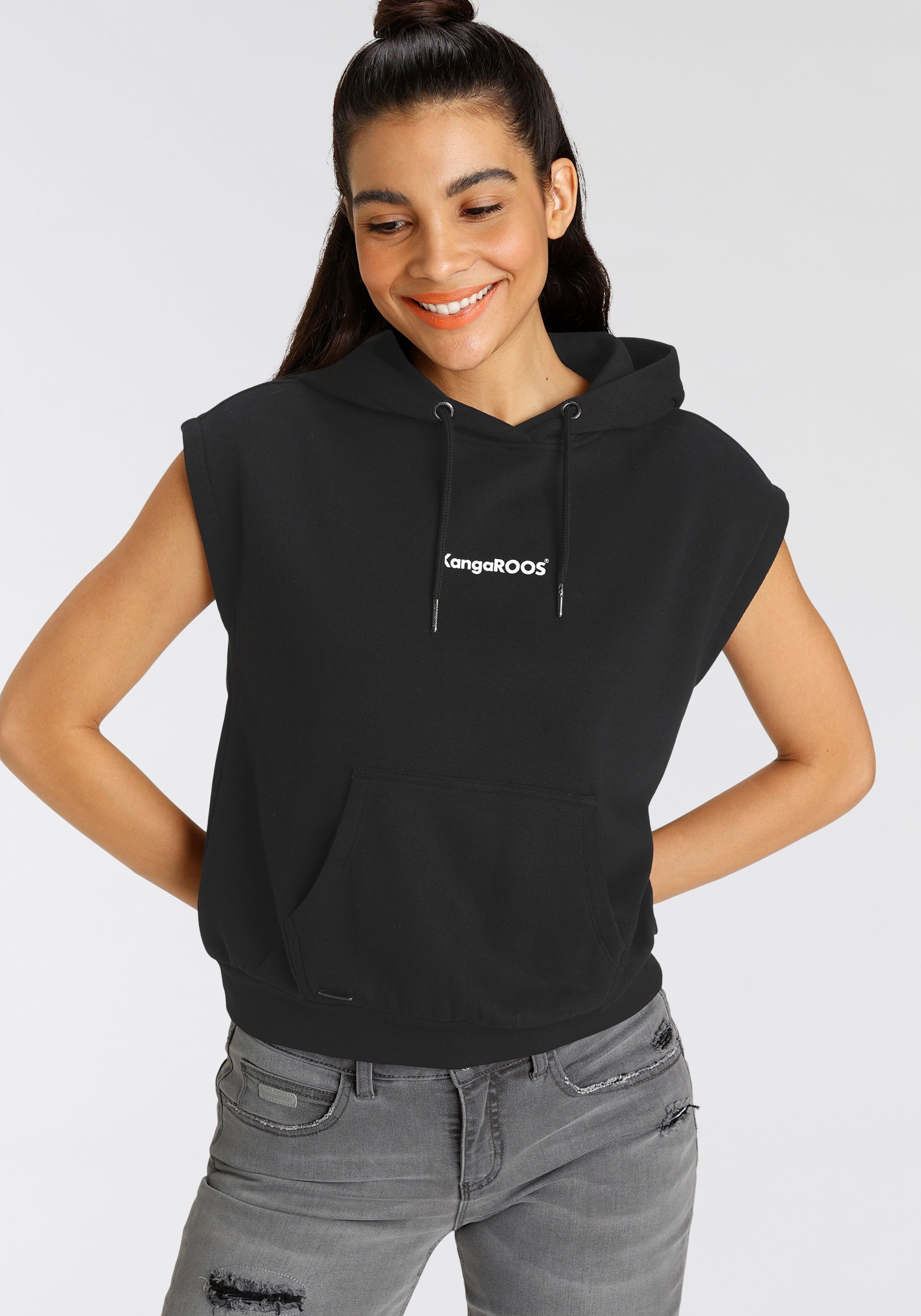 KangaROOS Sweatshirt mit kleinen Markenschriftzug NEUE - und Kapuze KOLLEKTION