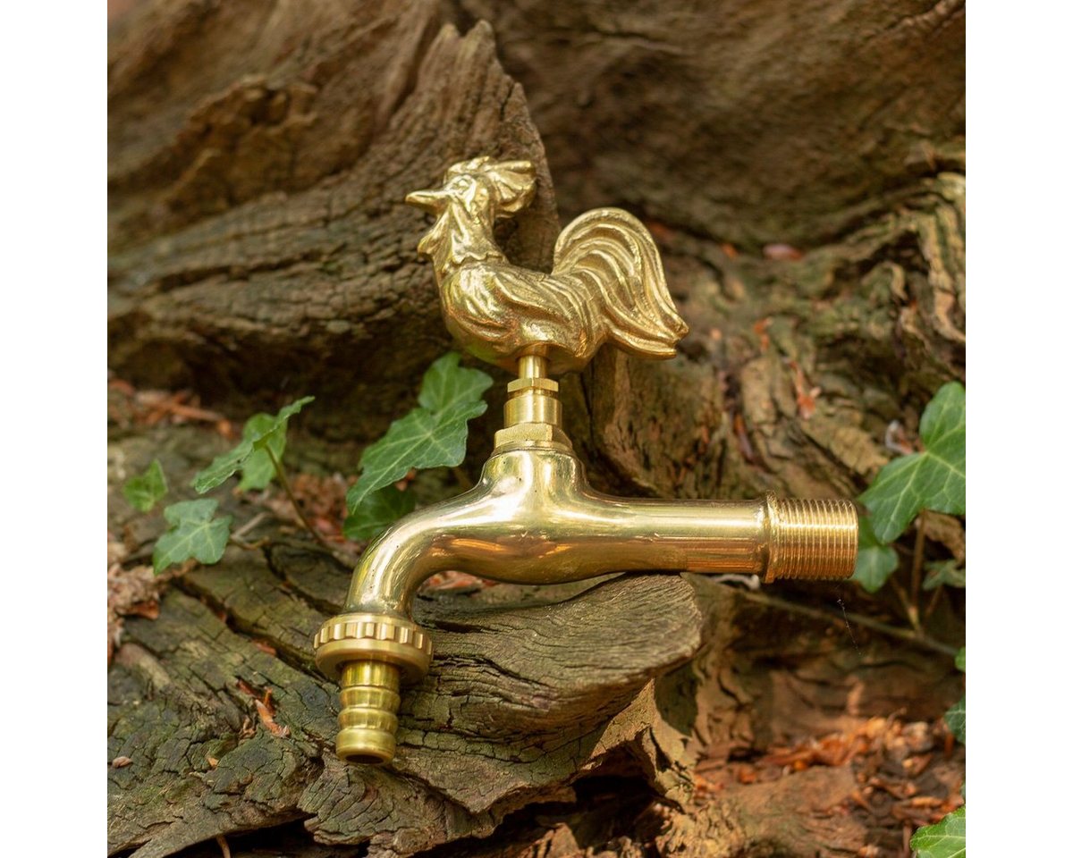 Antikas Wasserspeier Wasserhahn aus Messing, Wasserspeier mit Hahnmotiv 1/2"