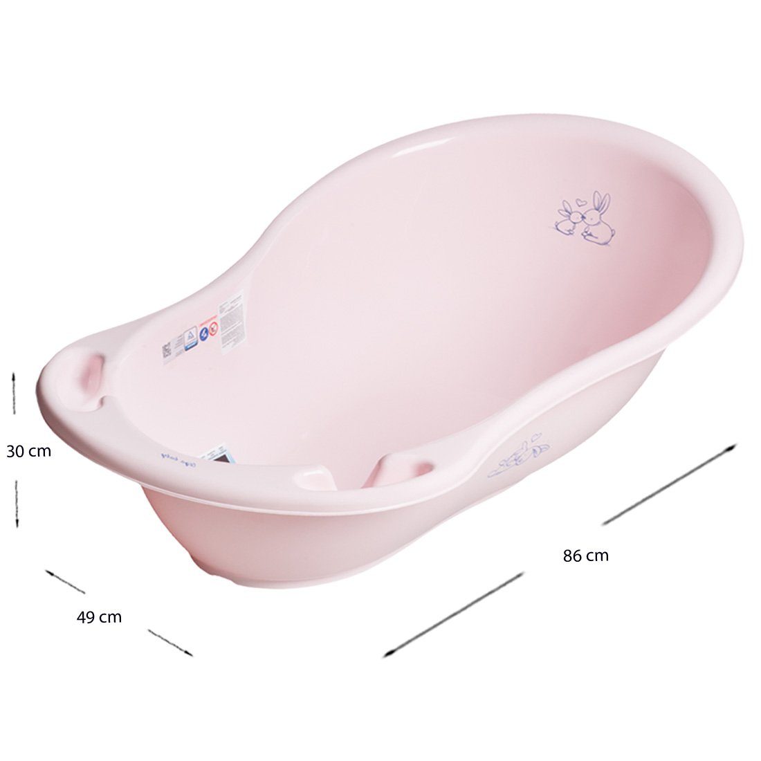 Babybadewanne + Babybadeset 4 BUNNIES Europe ** WC in Abfluss, Babywanne+ Tega-Baby - + Set), Grau- (Made Premium Badesitz Aufsatz TEILE Topf Gestell SET Gestell H + Rosa ** -