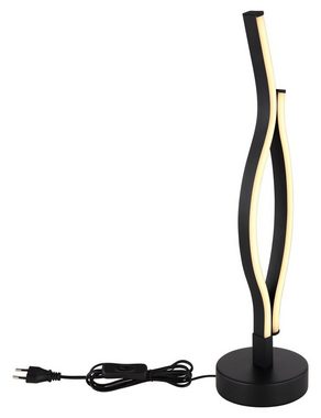 Globo LED Tischleuchte Tischlampe GERONIMO, 1-flammig, H 47 cm, Schwarz, LED fest integriert, Warmweiß, Weiß, Metallgestell, Lampenschirm aus Kunststoff