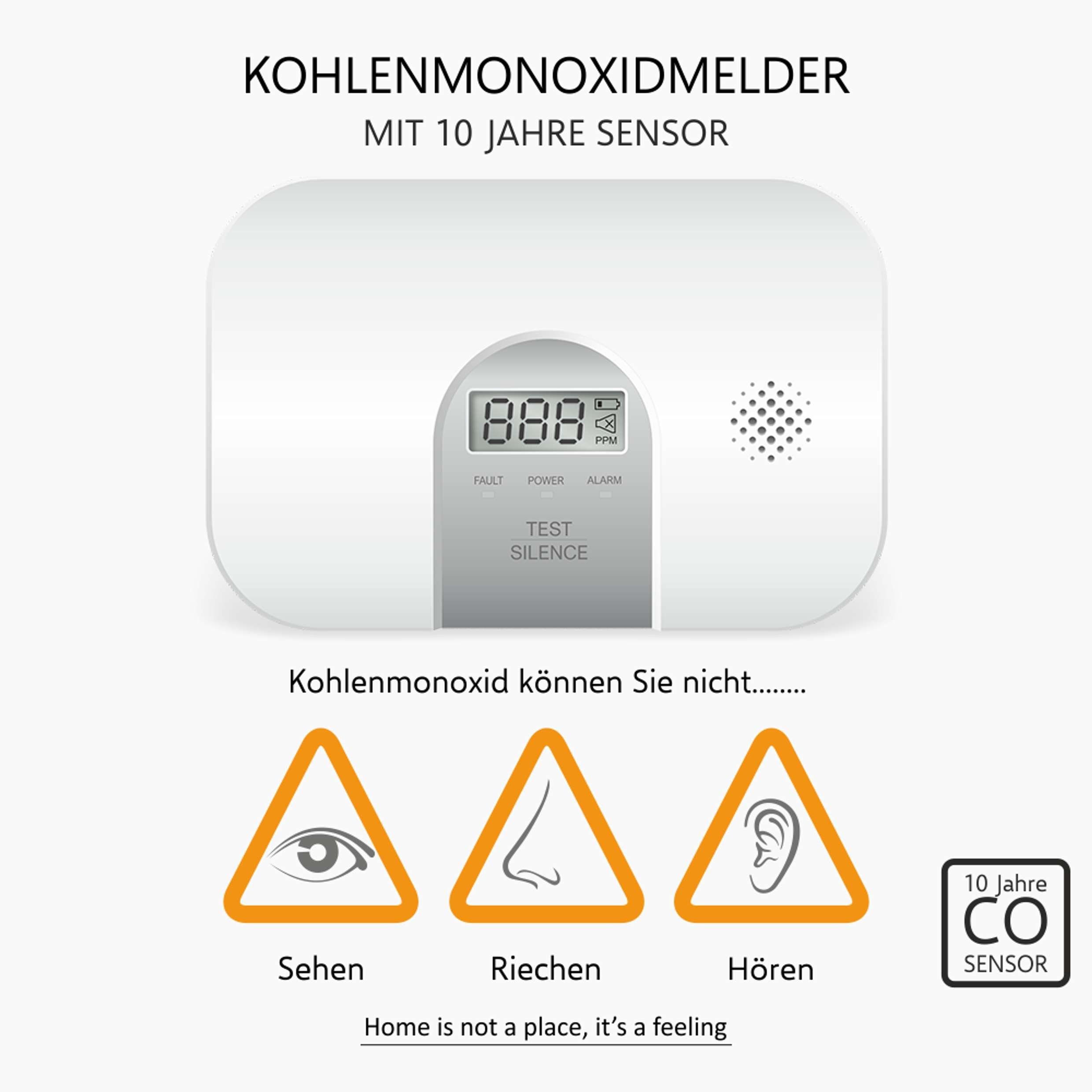 Elro FC280211 CO-Melder (mit 10 Jahres Sensor, Prüftaste und Display)