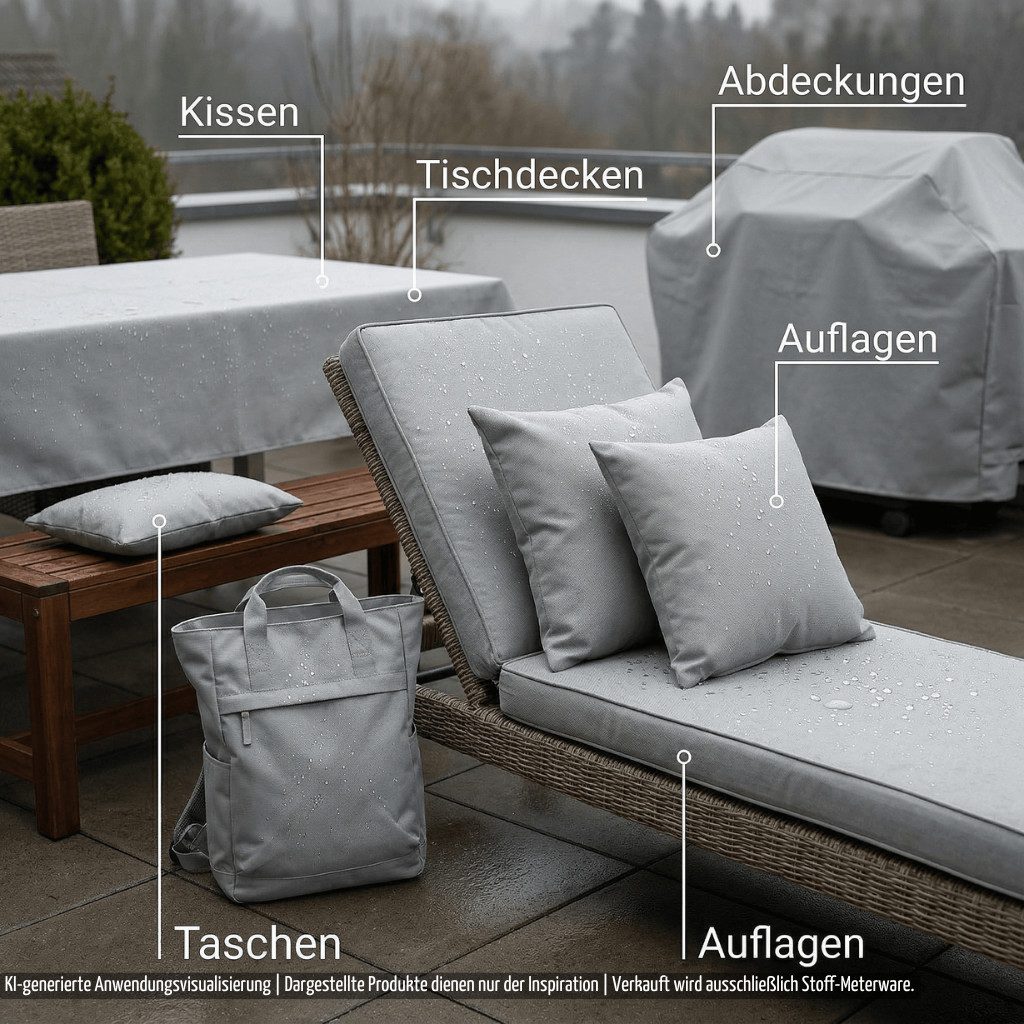 novely® Stoff SUNSET OXFORD 420D - Polsterstoff Wasserdicht Outdoor-Stoff, UV-Beständig, Schmutzabweisend, Robust, Meterware, 1lfm
