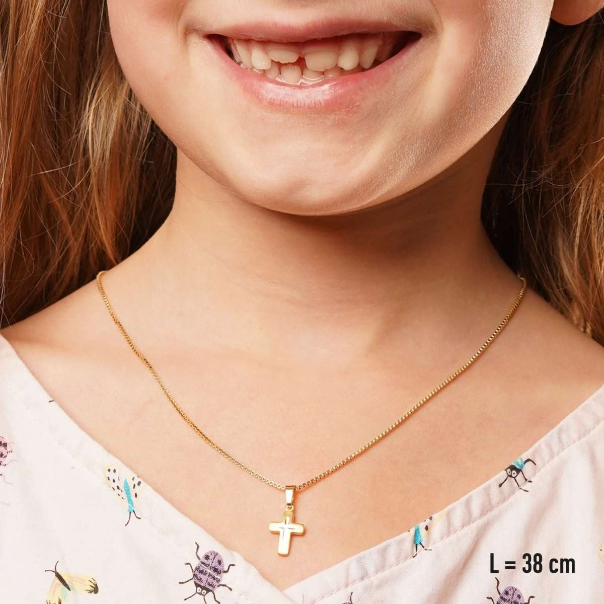 trendor Kreuzanhänger 21316, Kinder Kreuz-Anhänger Gold 585 / 14K 12 mm – Bild 4 von 5