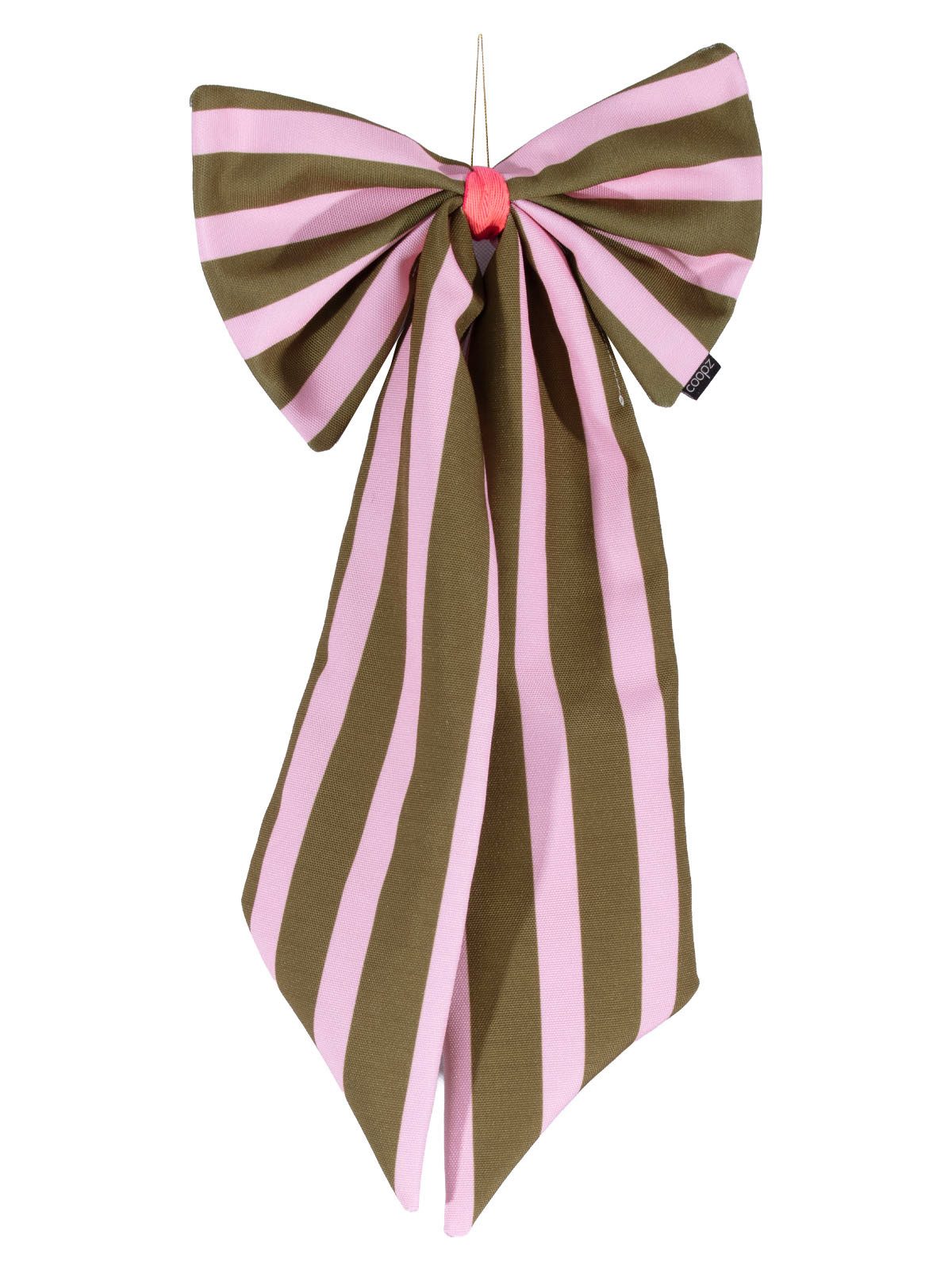 coopz Weihnachtsbaumschleife Schleife Canvas olive/rosa breit gestreift