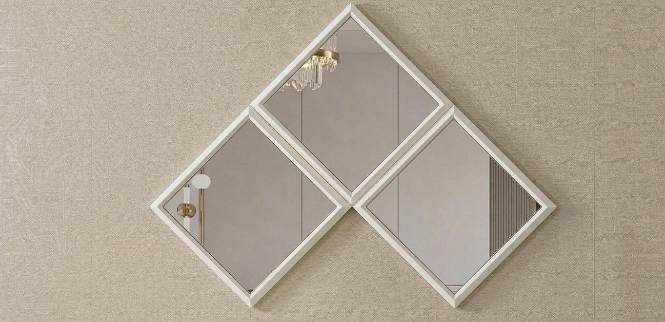 Xlmoebel Dekospiegel Moderner weißer Holzspiegel für ein komfortables Wohnzimmer, Made in Europa