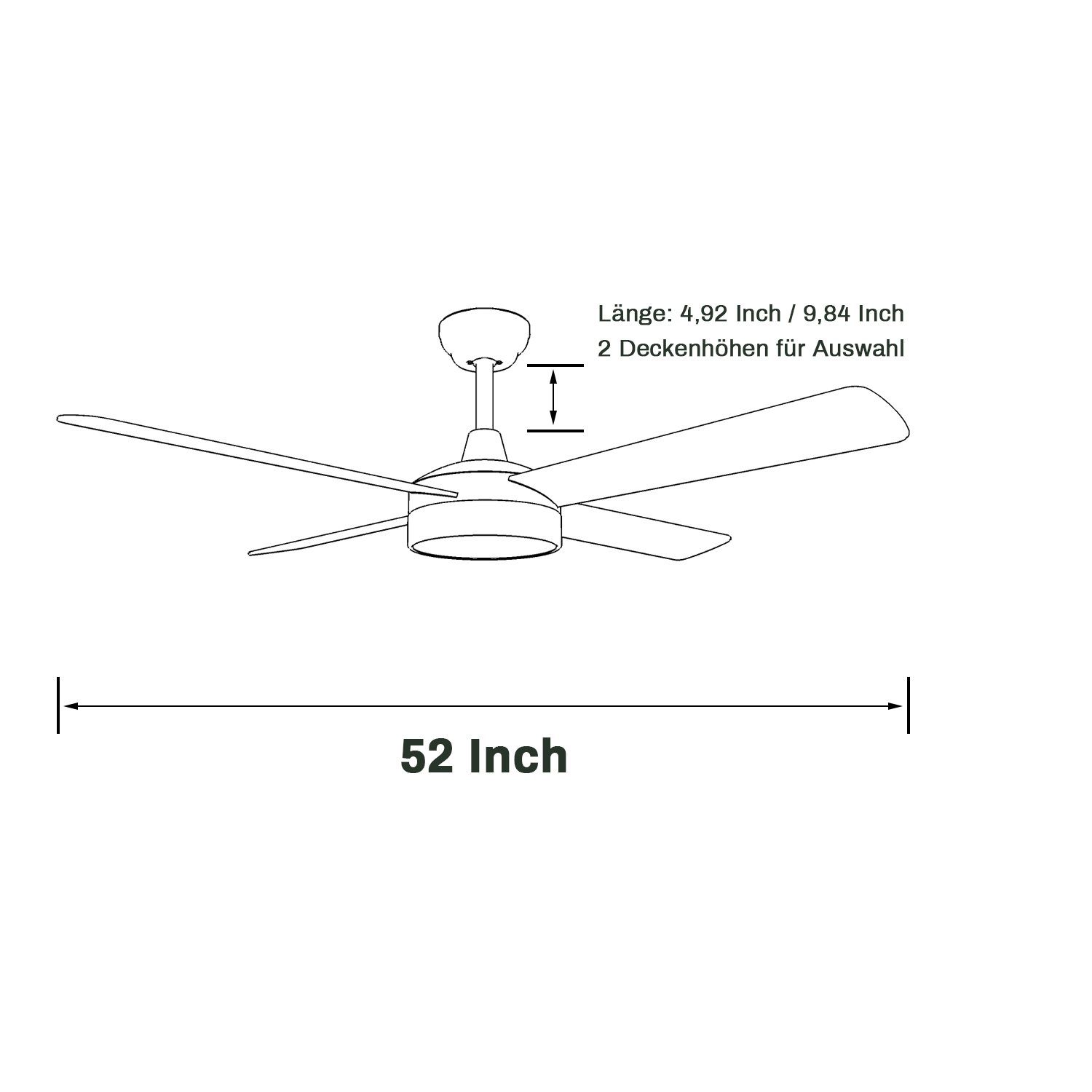 LED Fernbedienung 3 4 Flügel 3 Farbe Licht weiß Beleuchtung, SONNI mit mit Ø132cm Leistungsstufen Deckenventilator