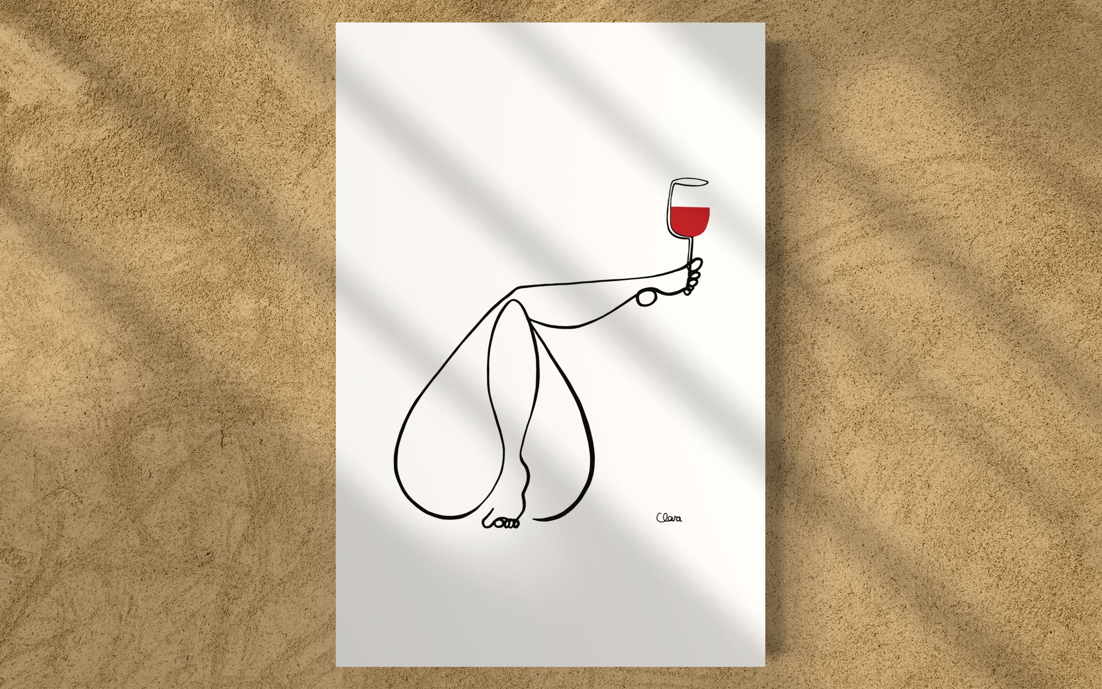 JUDITH CLARA von Judith Wandbild Kunstdruck - auf für - Künstlerin einzigartige Rotwein, Bilder 30x40 Weinen Nr. am "Frauen 9", Clara, cm Zuhause Papier