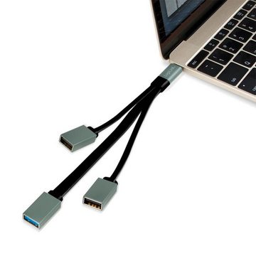 LogiLink USB-C Hub Adapter, 1x USB 3.0 mit 5 Gbit/s, 2x USB 2.0 mit 480 MBit/s Übertragung