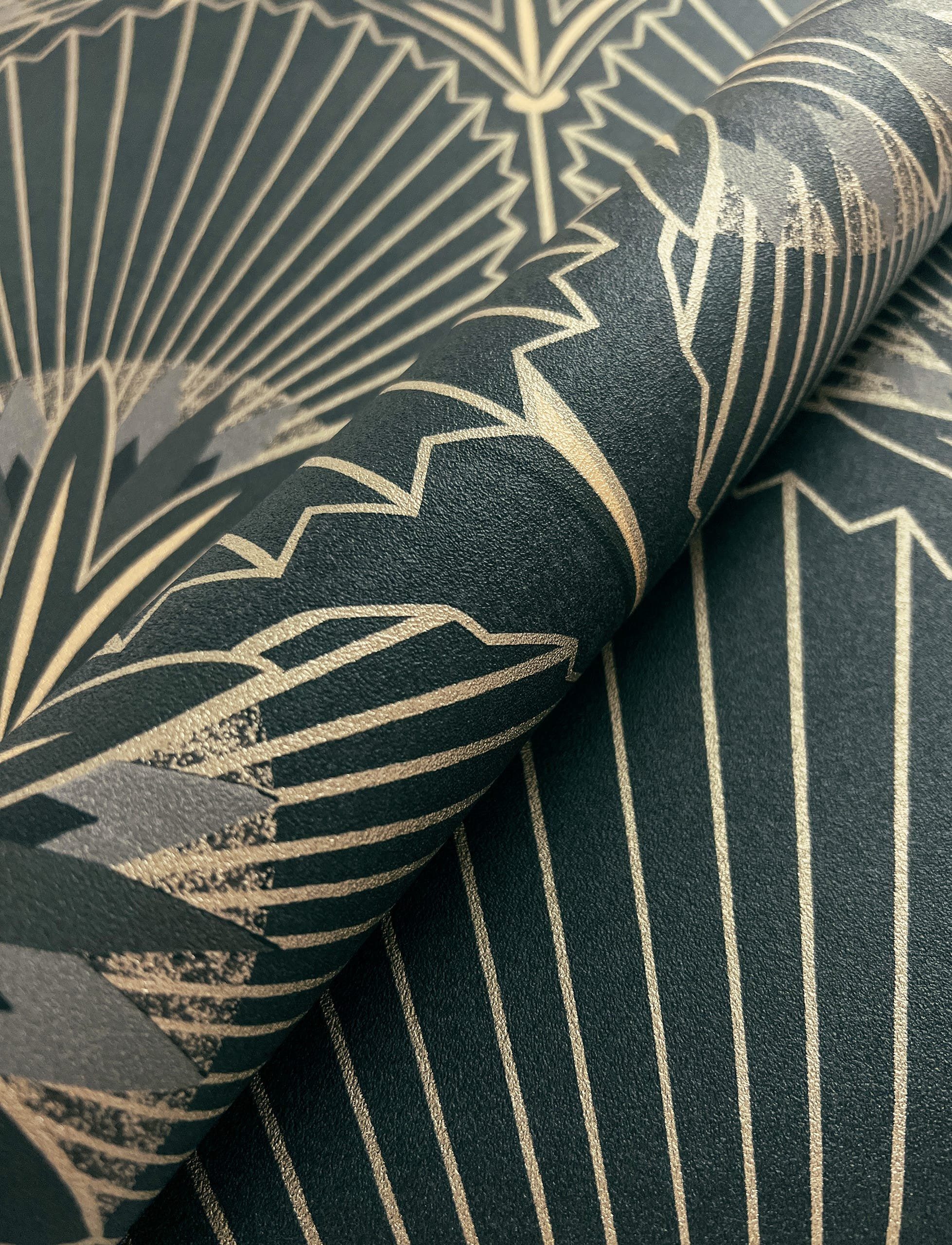 Newroom Vliestapete, Schwarz Tapete Modern Ornamente günstig online kaufen